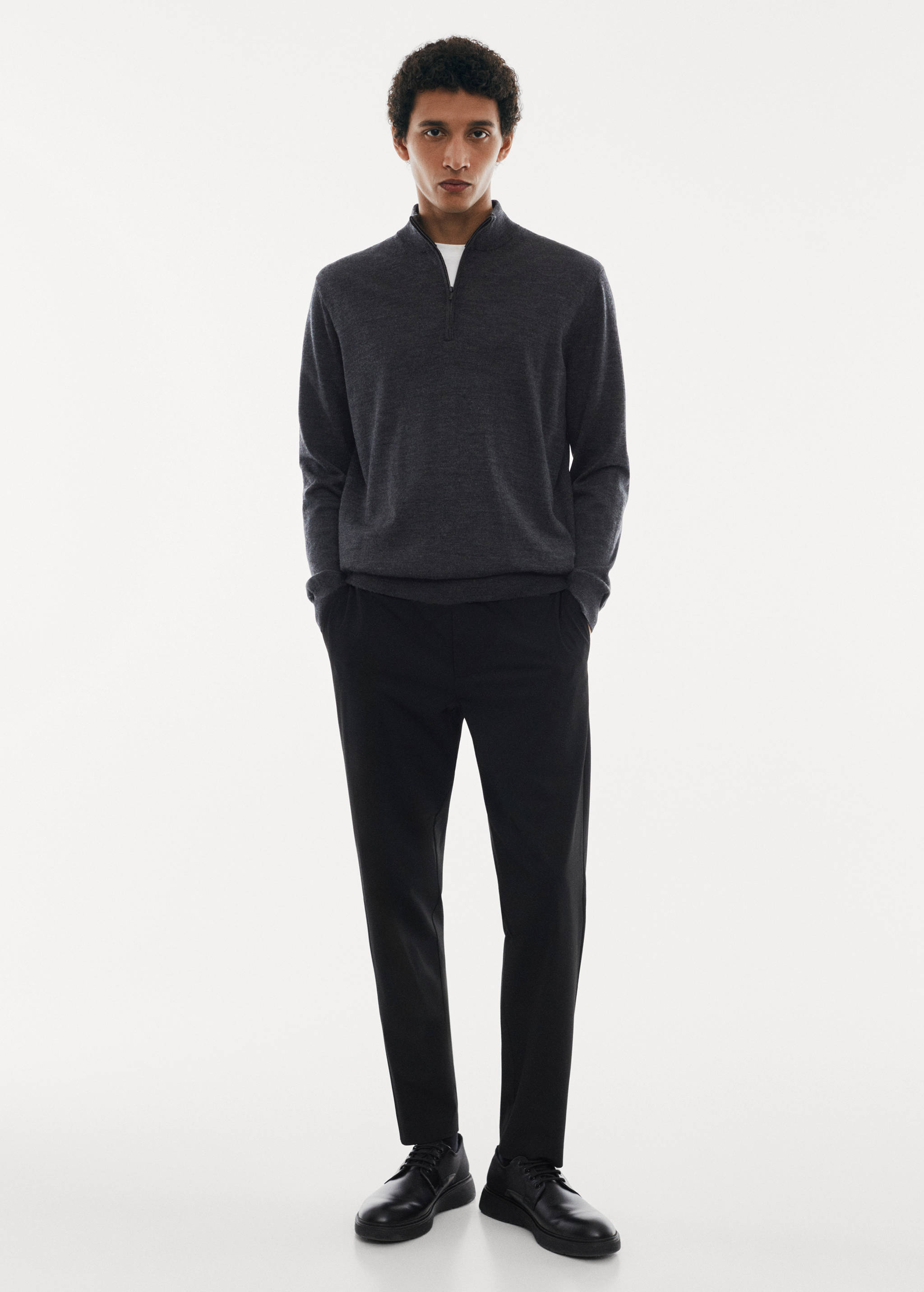 100% merino wool sweater with zip-neck - General plane