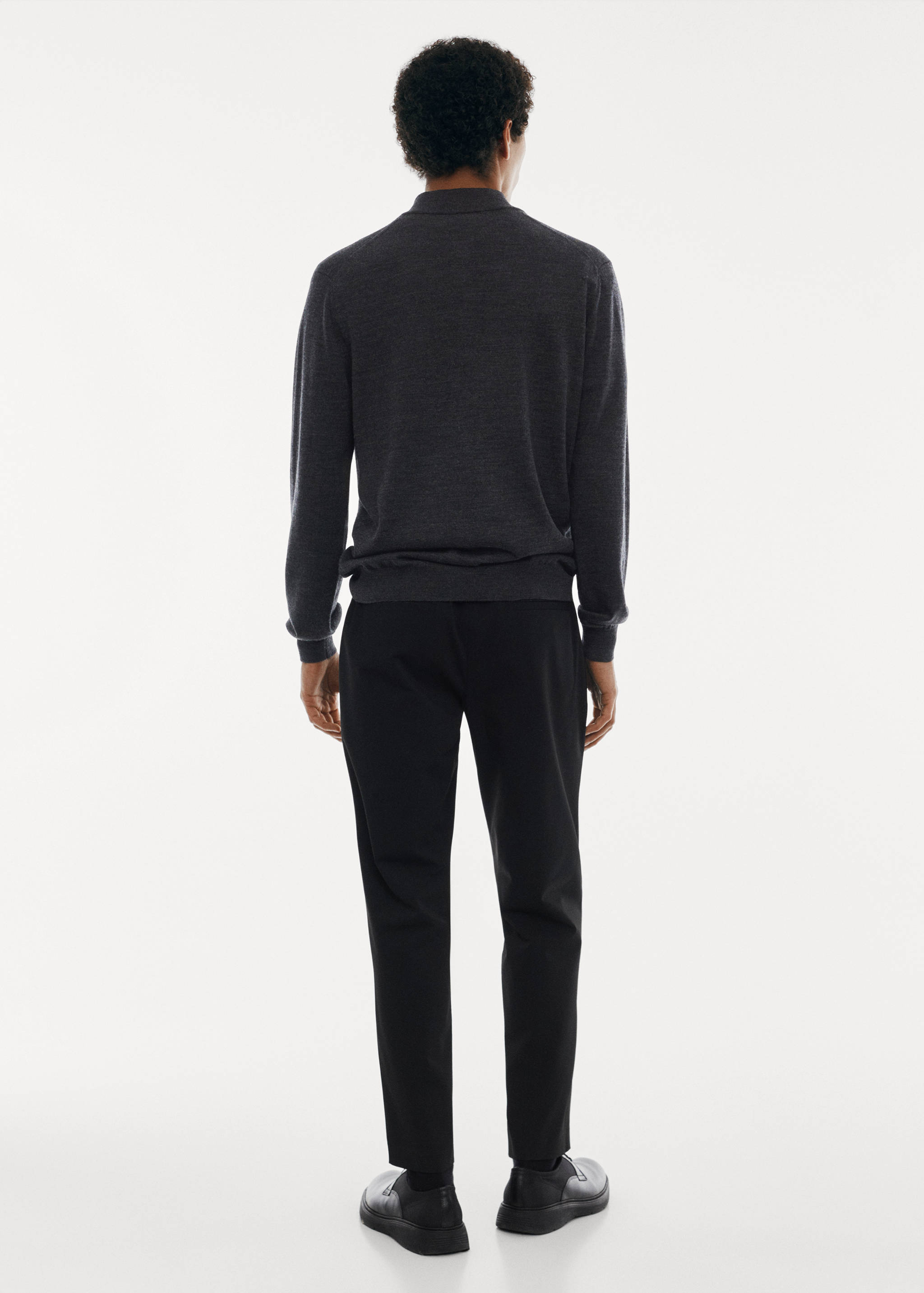 100% merino wool sweater with zip-neck - Reverse of the article