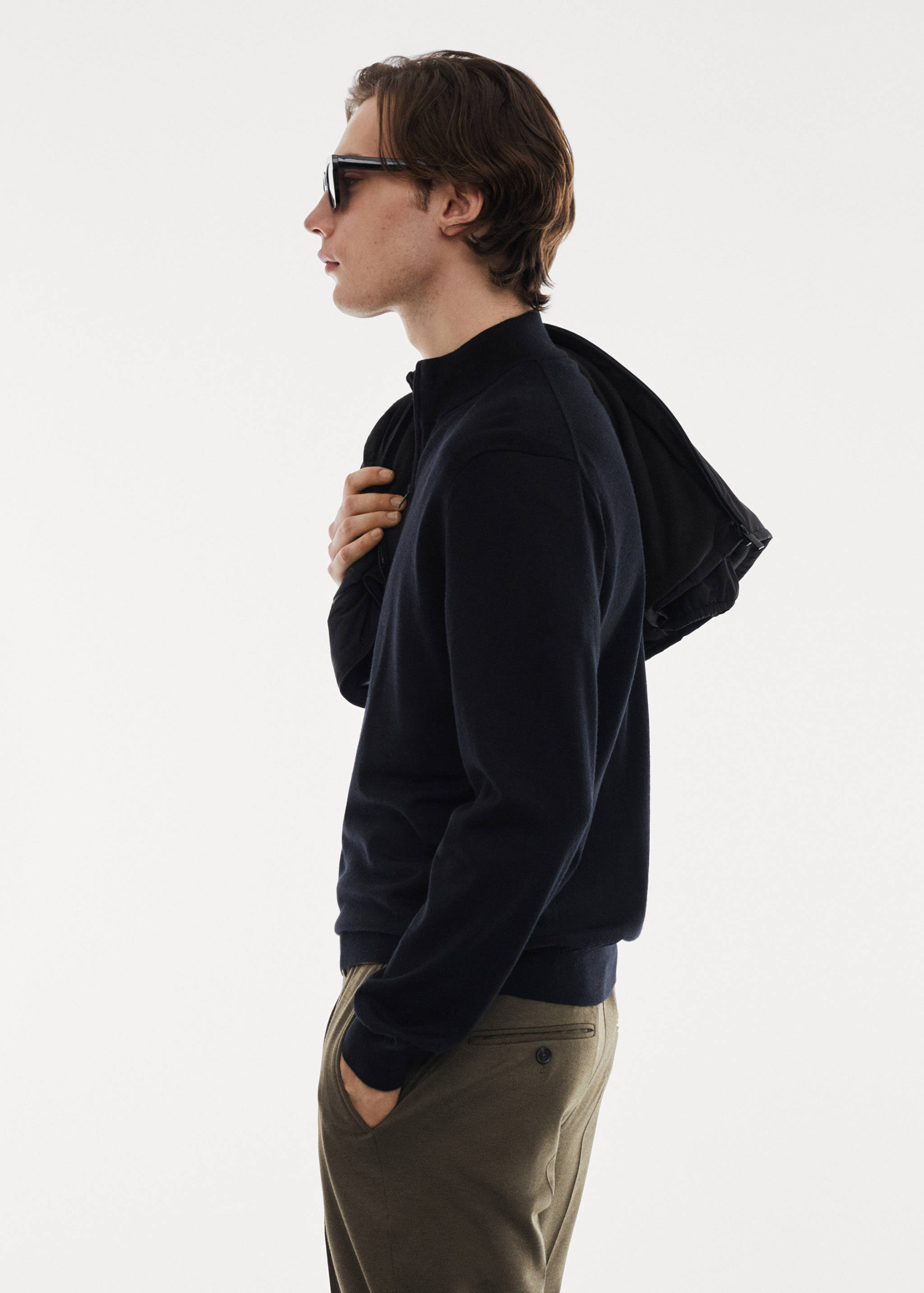 100% merino wool sweater with zip-neck - Details of the article 2