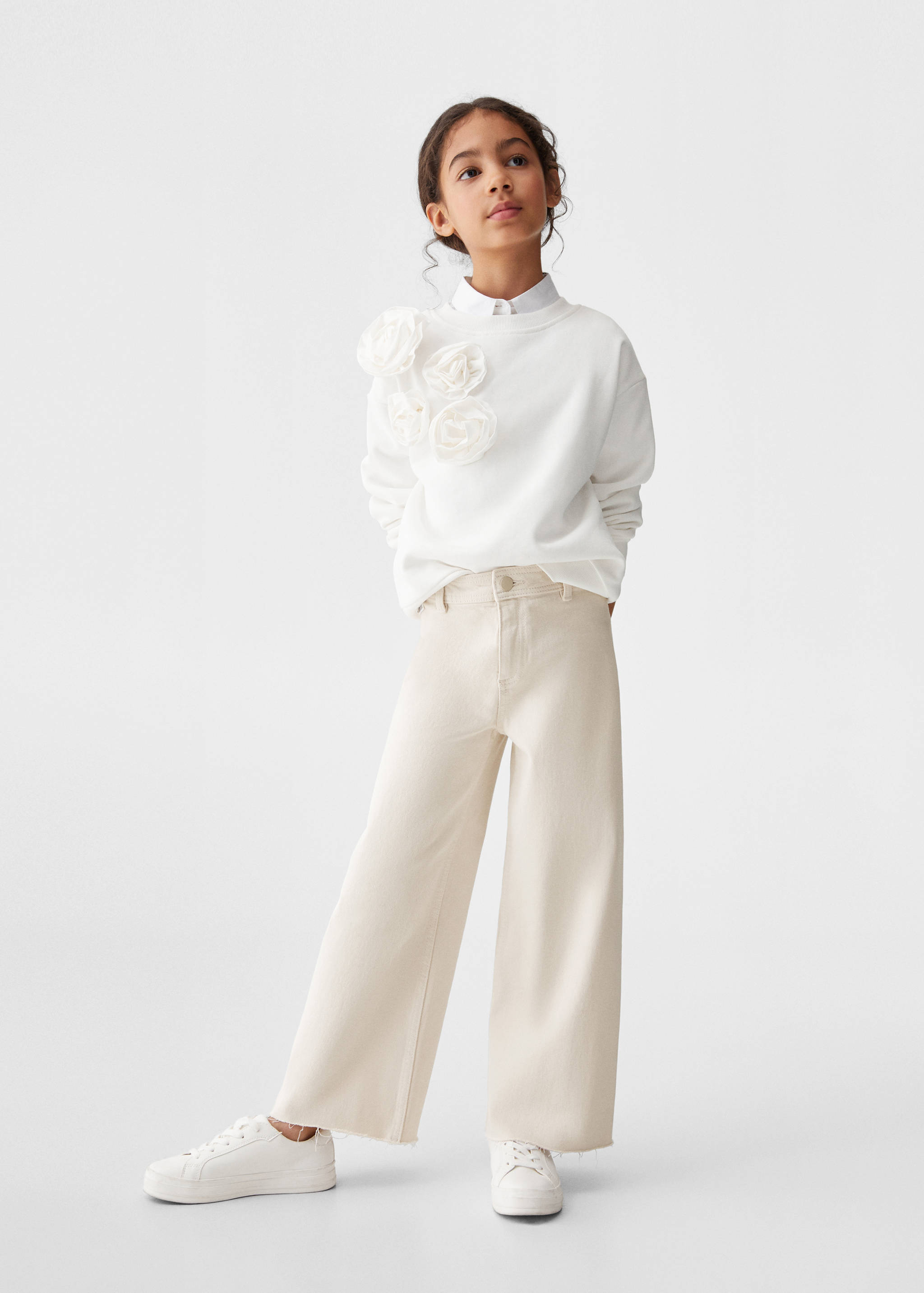 Frayed hem culotte jeans - General plane