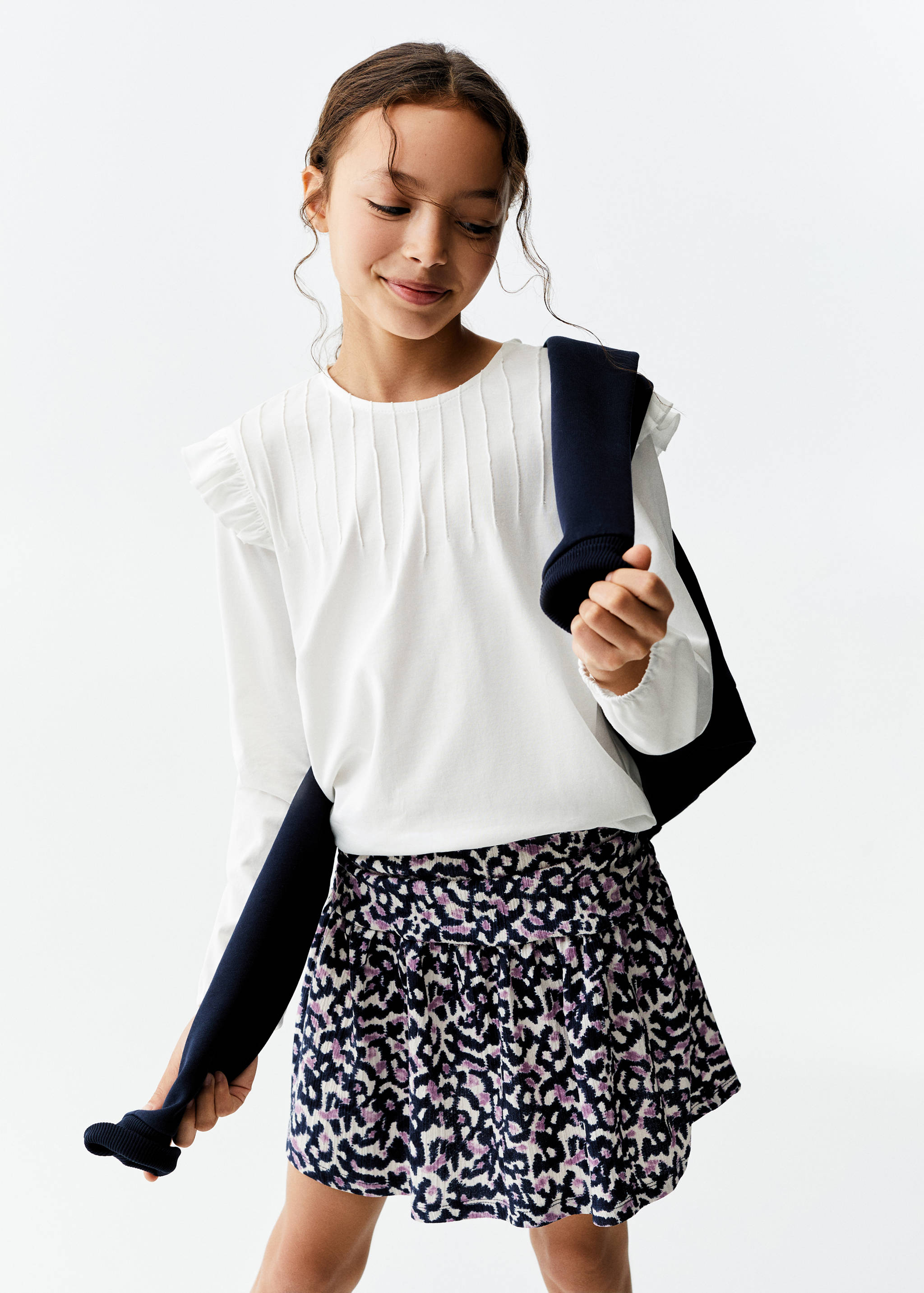 Camiseta manga larga volantes - Plano medio