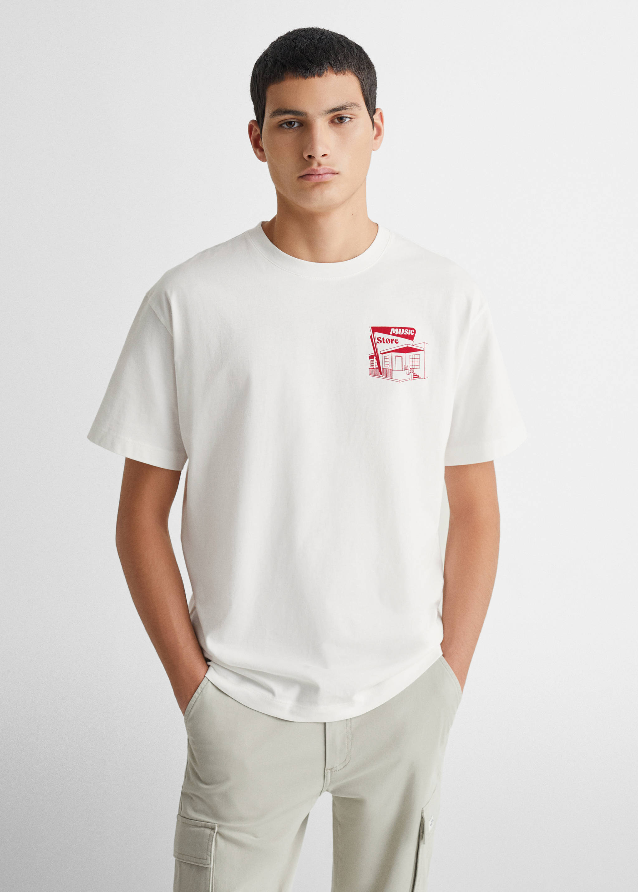 Printed cotton-blend T-shirt - Medium plane