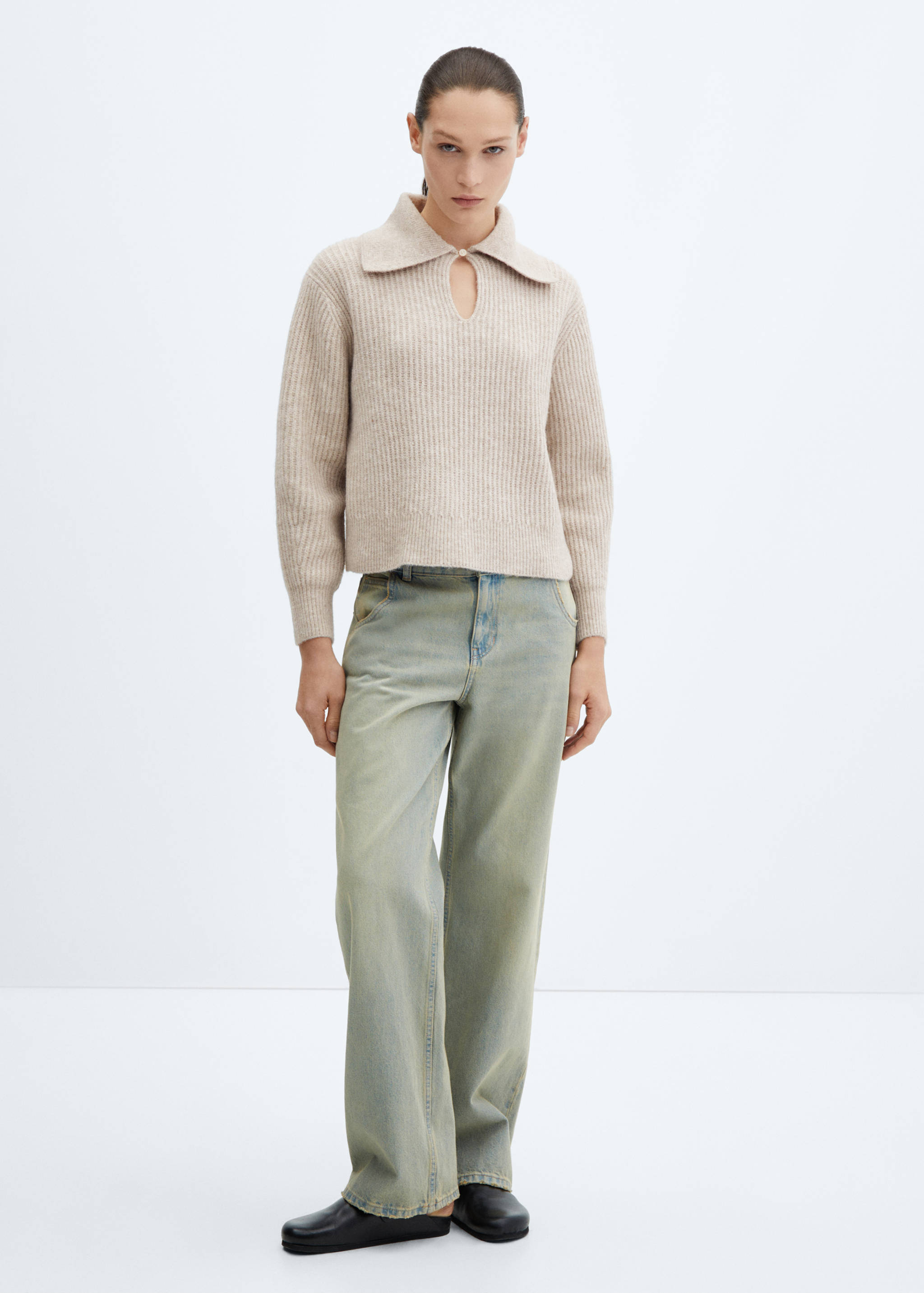 Camp-collar knit sweater - General plane
