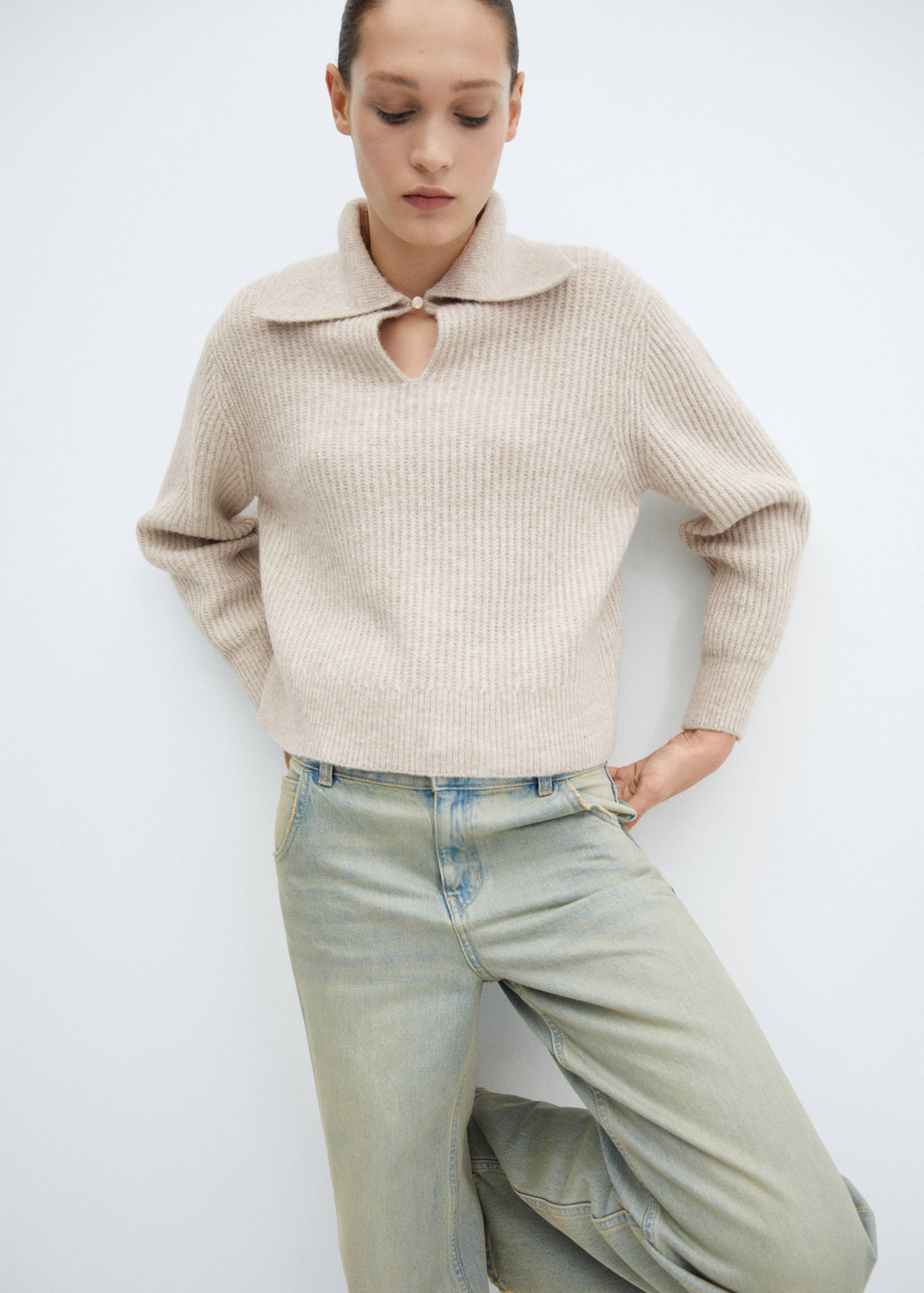 Camp-collar knit sweater - Details of the article 2