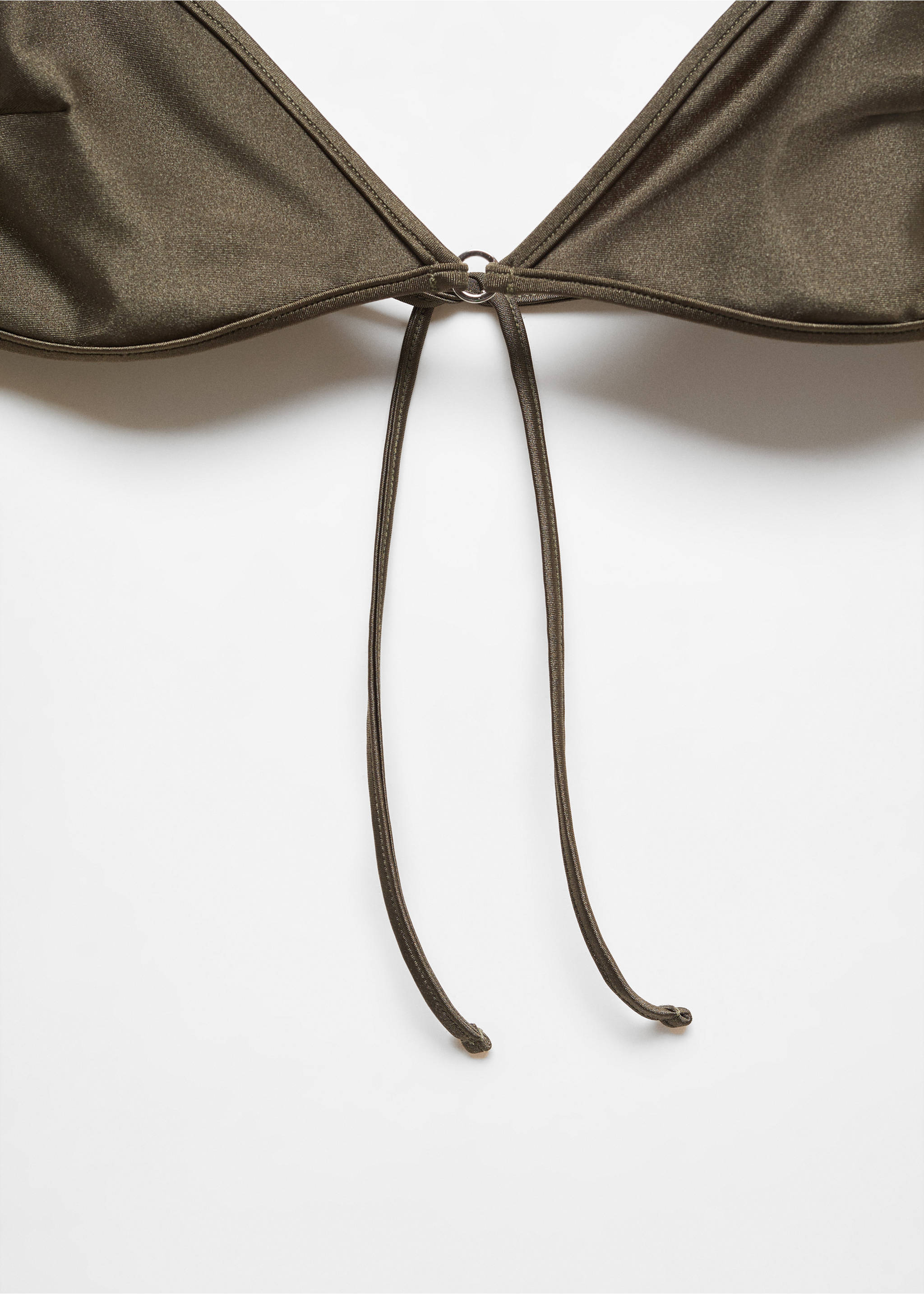 Metallic-detail bikini top - Details of the article 8, Olive Green. Ref: 67014016-00.