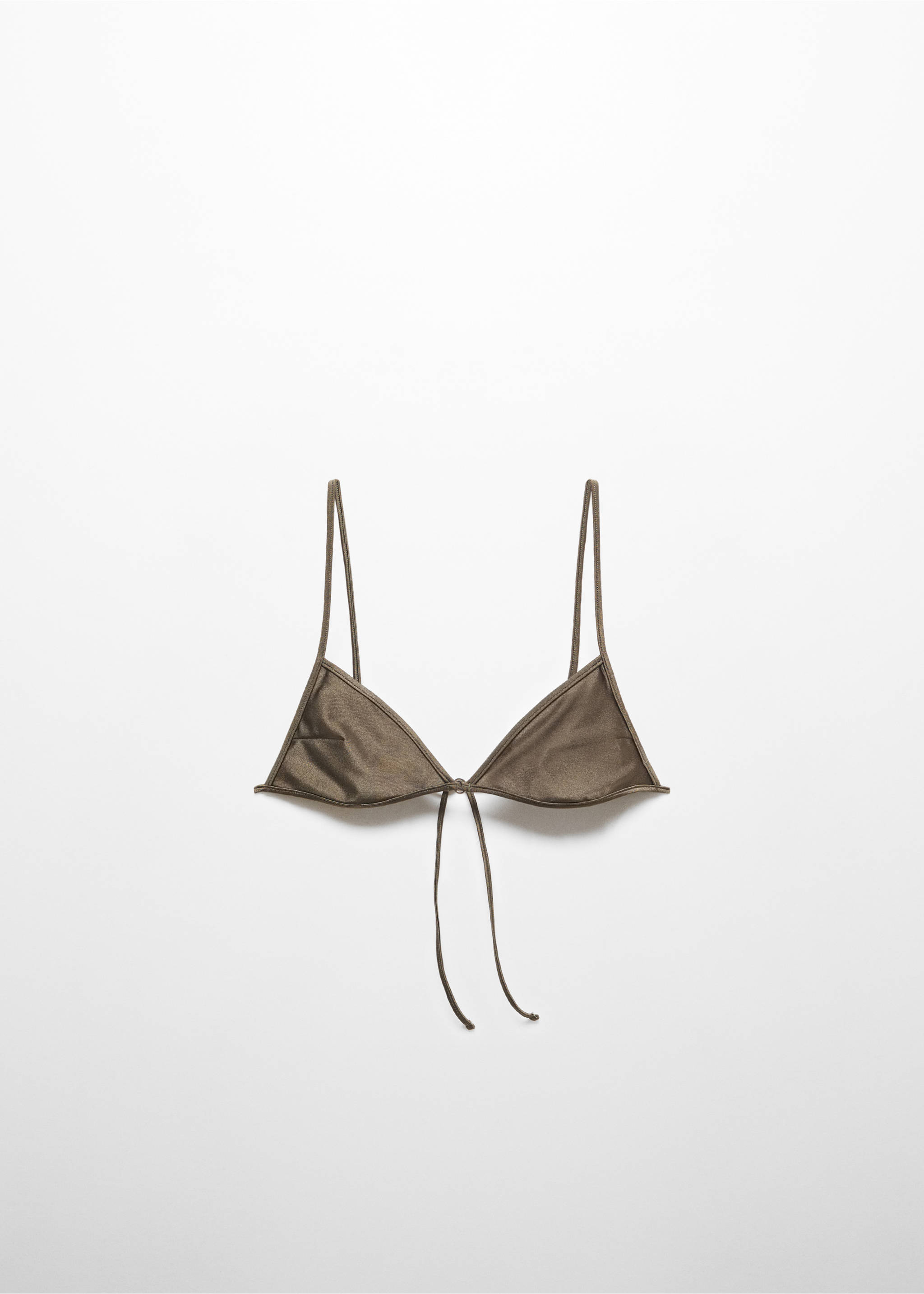 Metallic-detail bikini top - Article without model, Olive Green. Ref: 67014016-00.