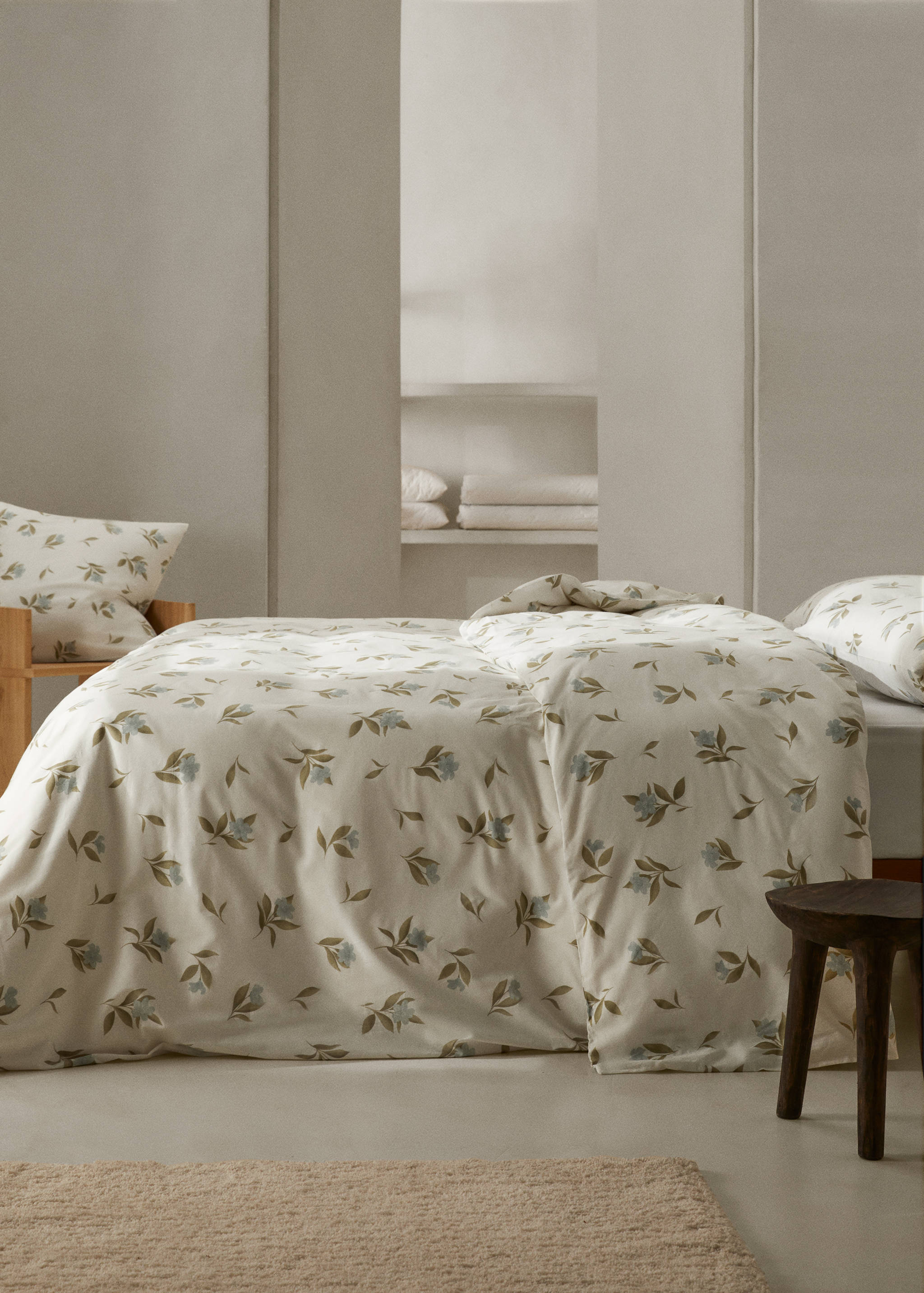 Housse de couette micro imprimé à fleurs Lit 150cm - Plan général