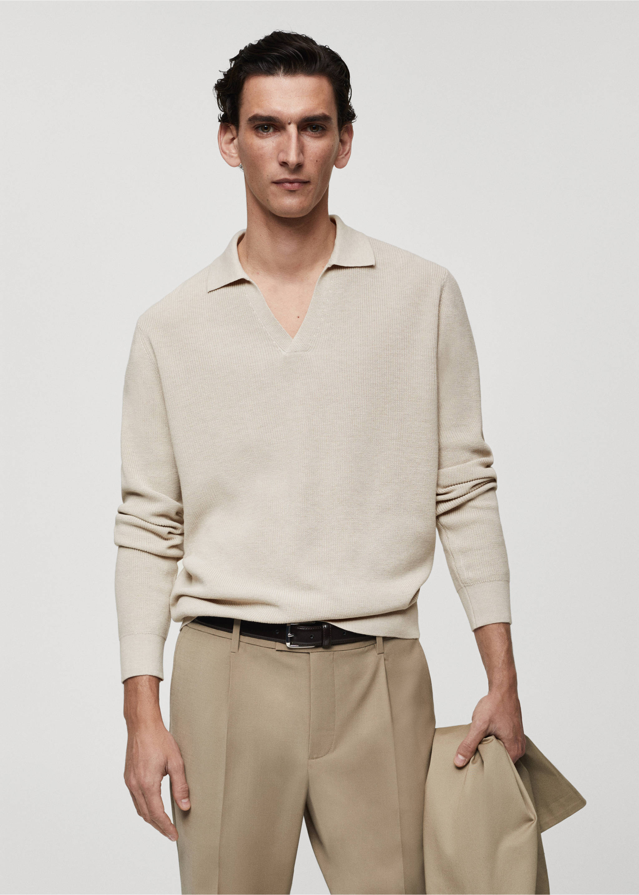 Polo punto canalé - Plano medio, Gris hielo. Ref: 67014453-00.
