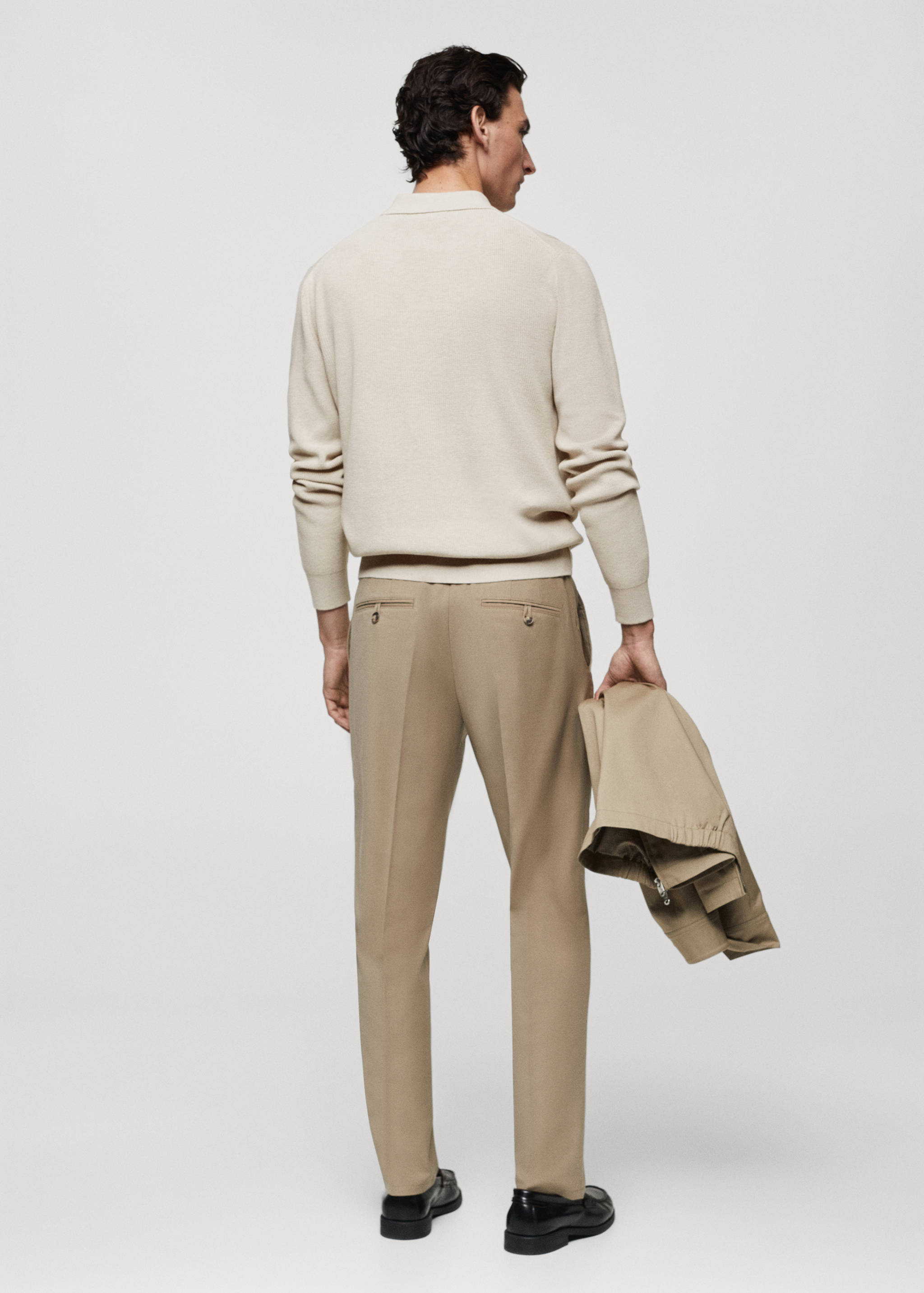 Ribbed knit polo shirt - Reverse of the article