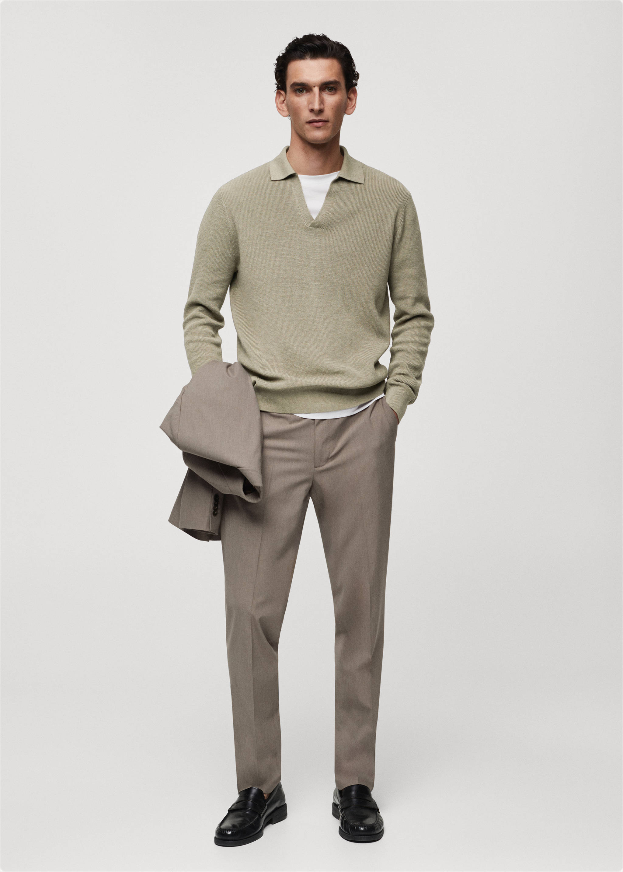 Ribbed knit polo shirt - General plane