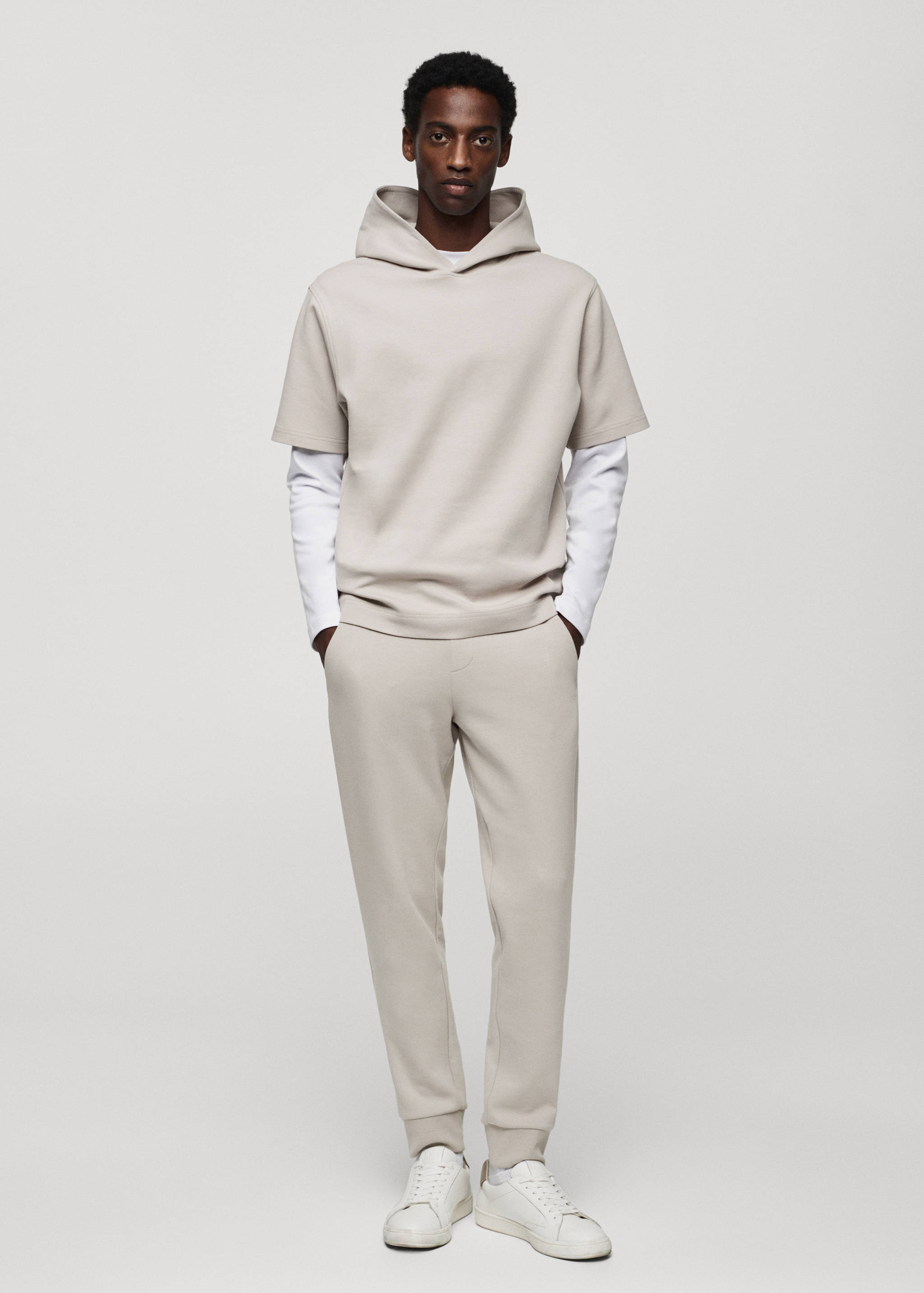 Sweat-shirt manches courtes capuche - Plan général