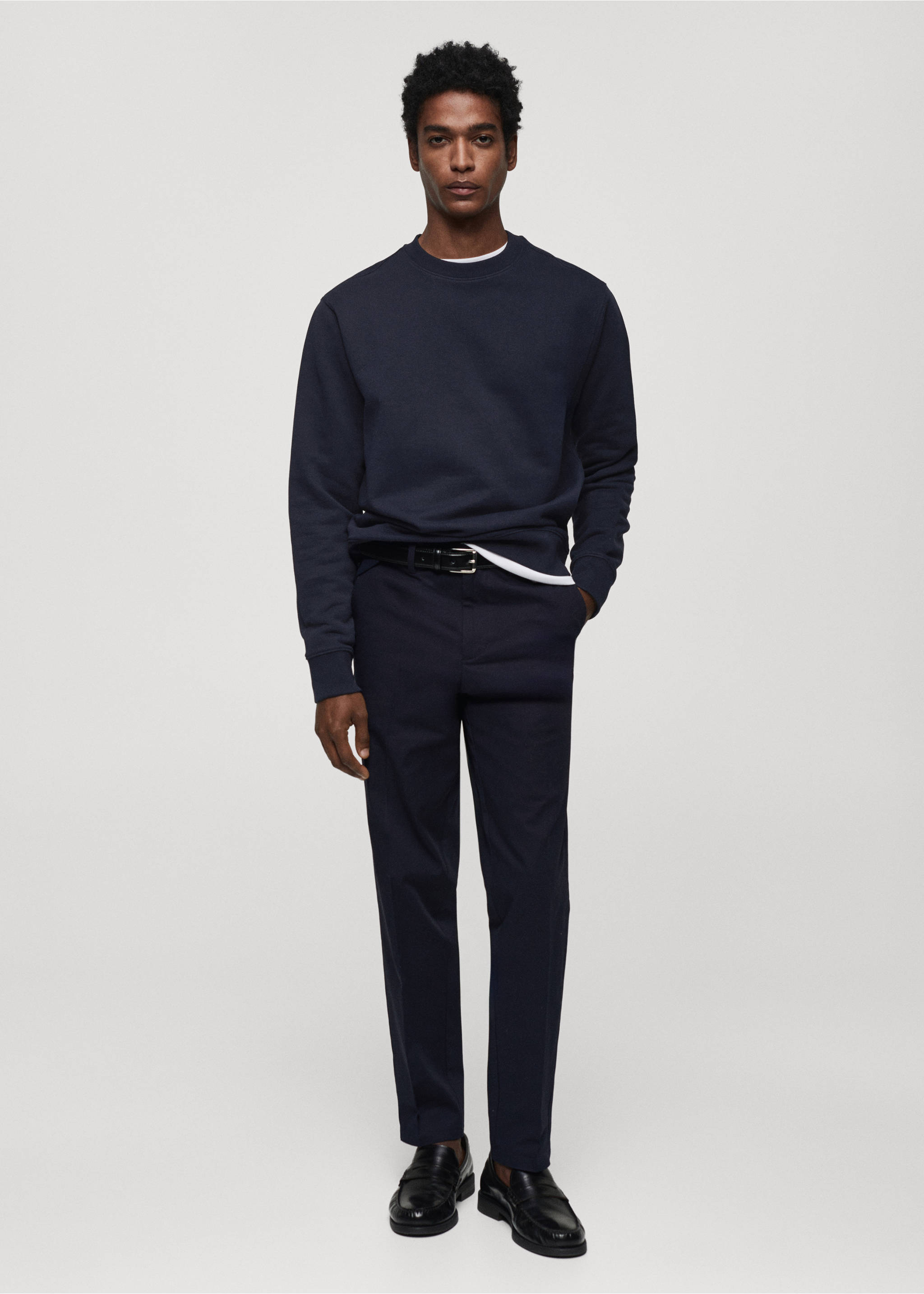 Sweat-shirt essentiel 100 % coton - Plan général, Bleu marine foncé. Ref: 67014460-00.