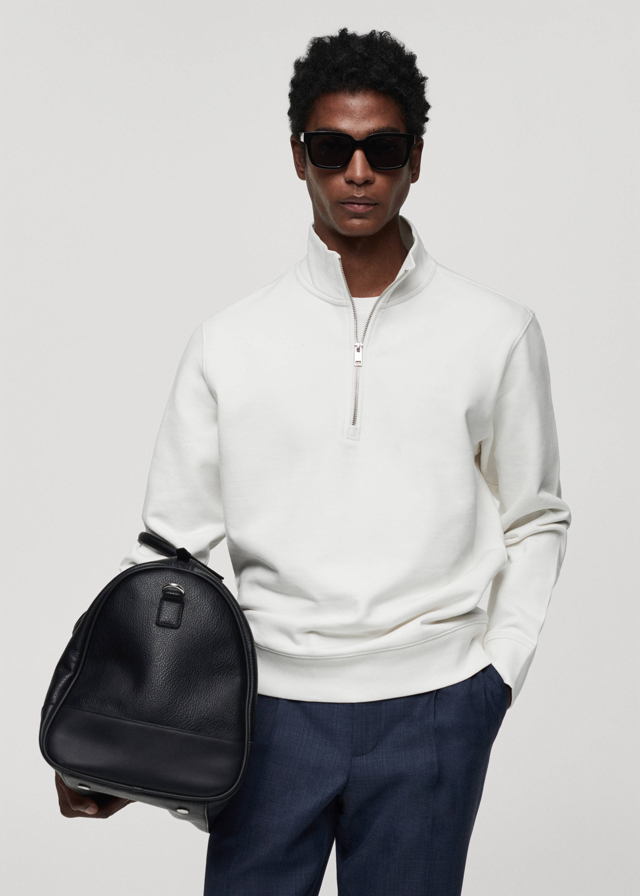 Zipper cotton sweater - Medium plane