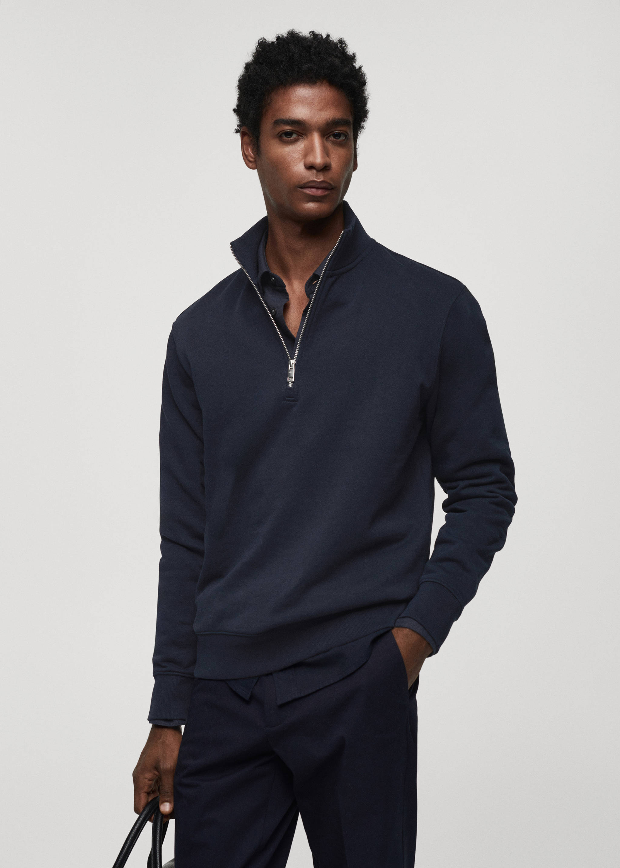 Zipper cotton sweater - Medium plane