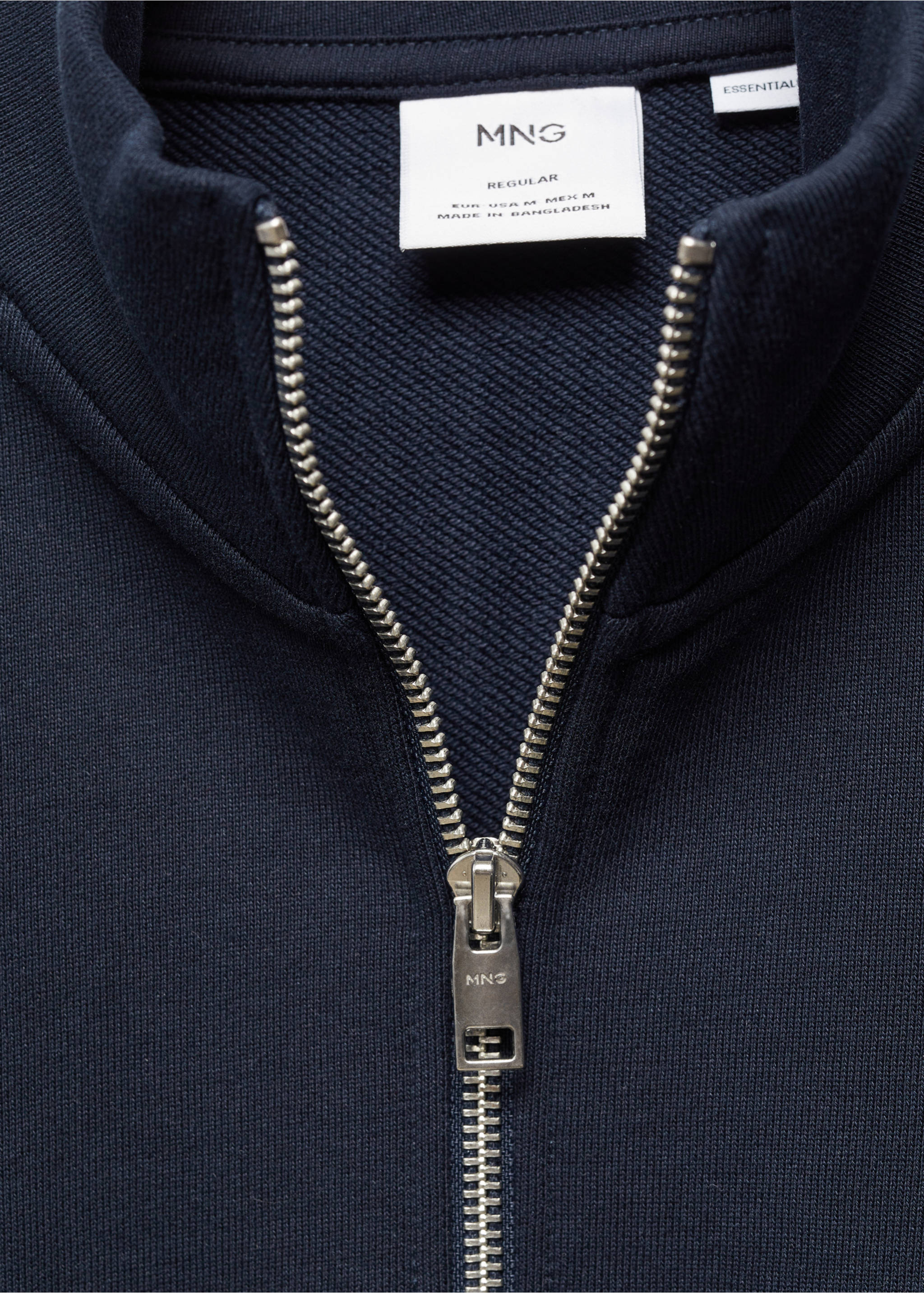 Sudadera algodón cremallera - Detalle del artículo 8, Azul marino oscuro. Ref: 67014462-00.