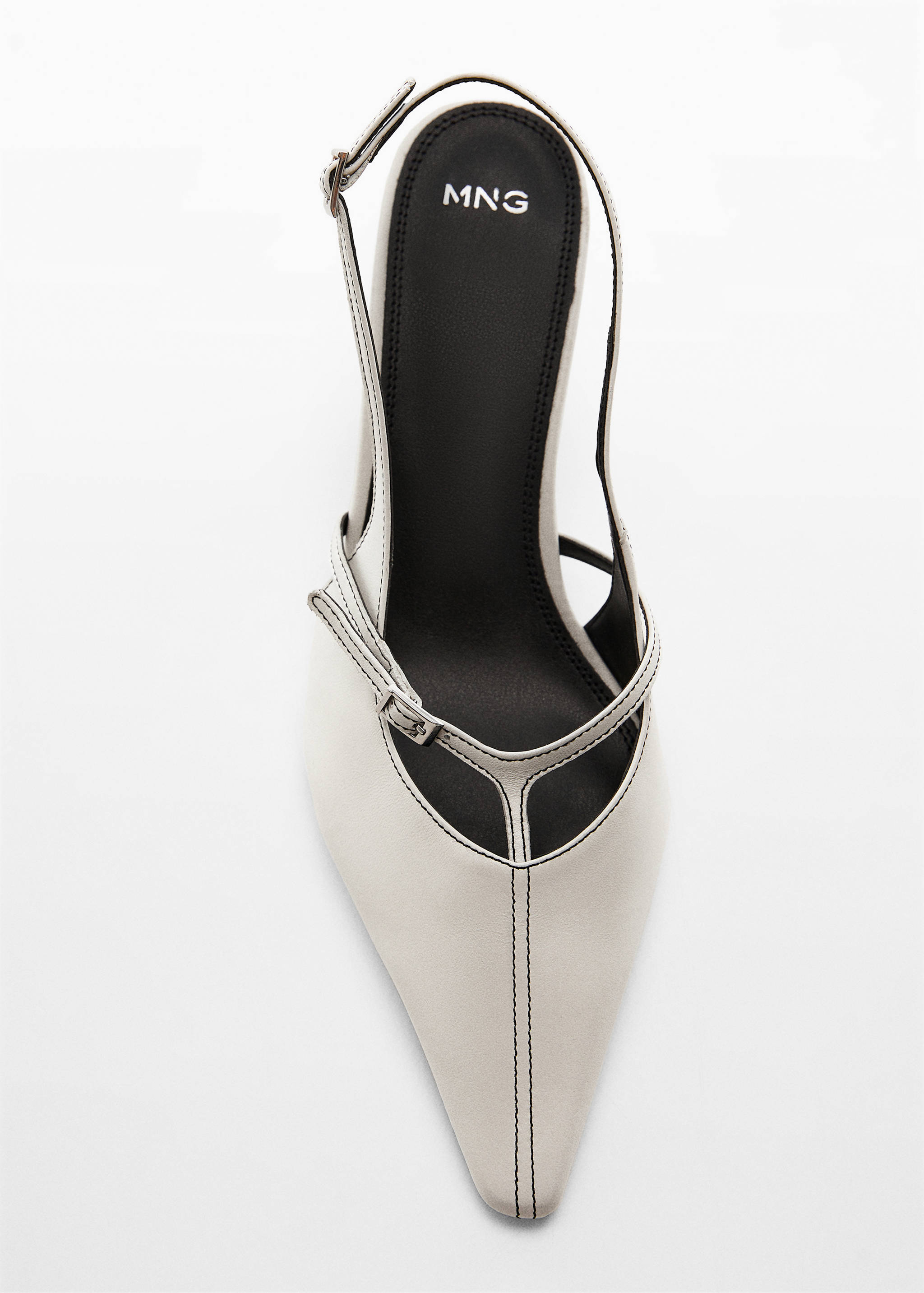 Leather heeled slingback shoes with buckles - Details of the article 5