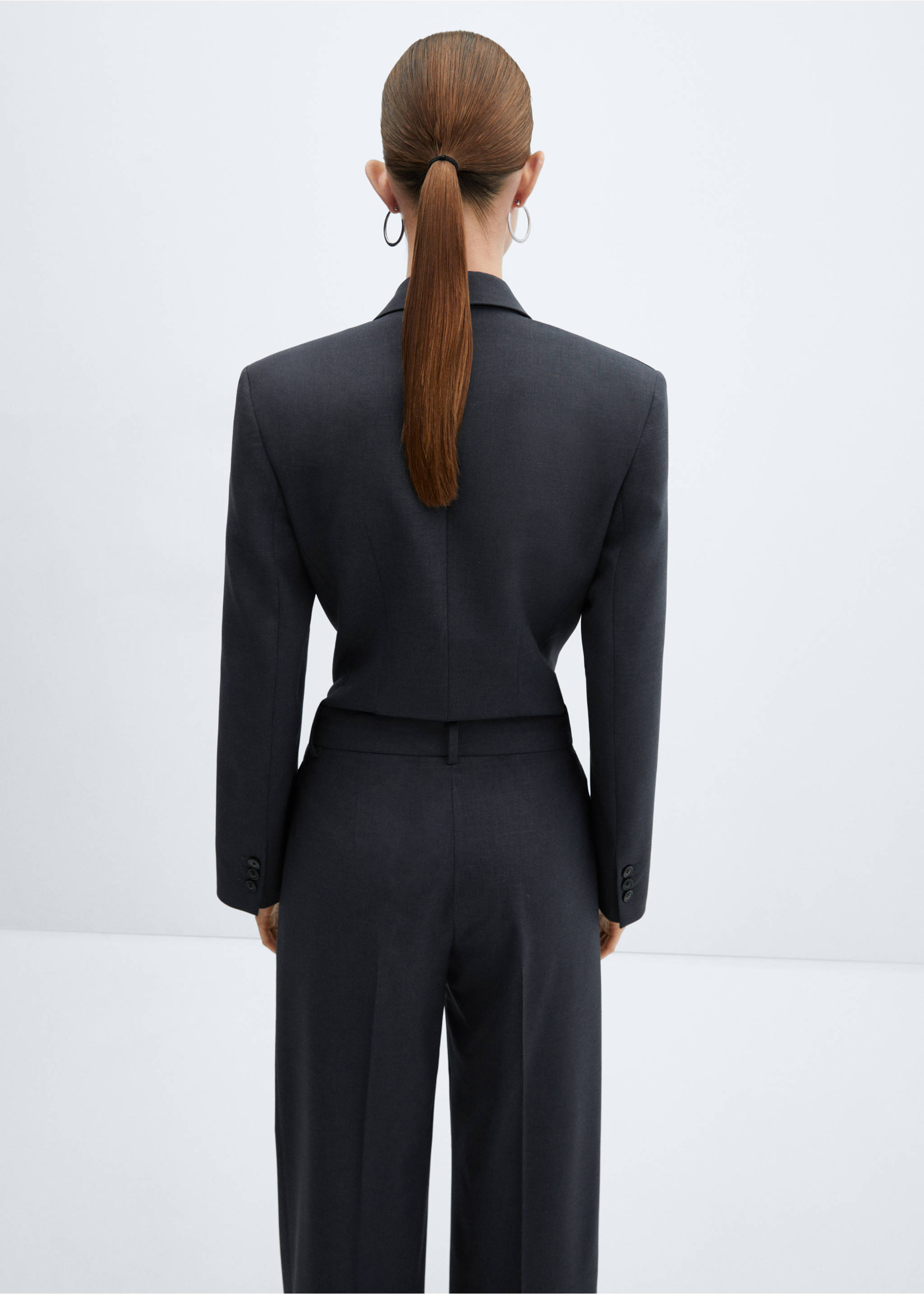Fitted wool suit jacket - Reverse of the article, Grey. Ref: 67014483-00.