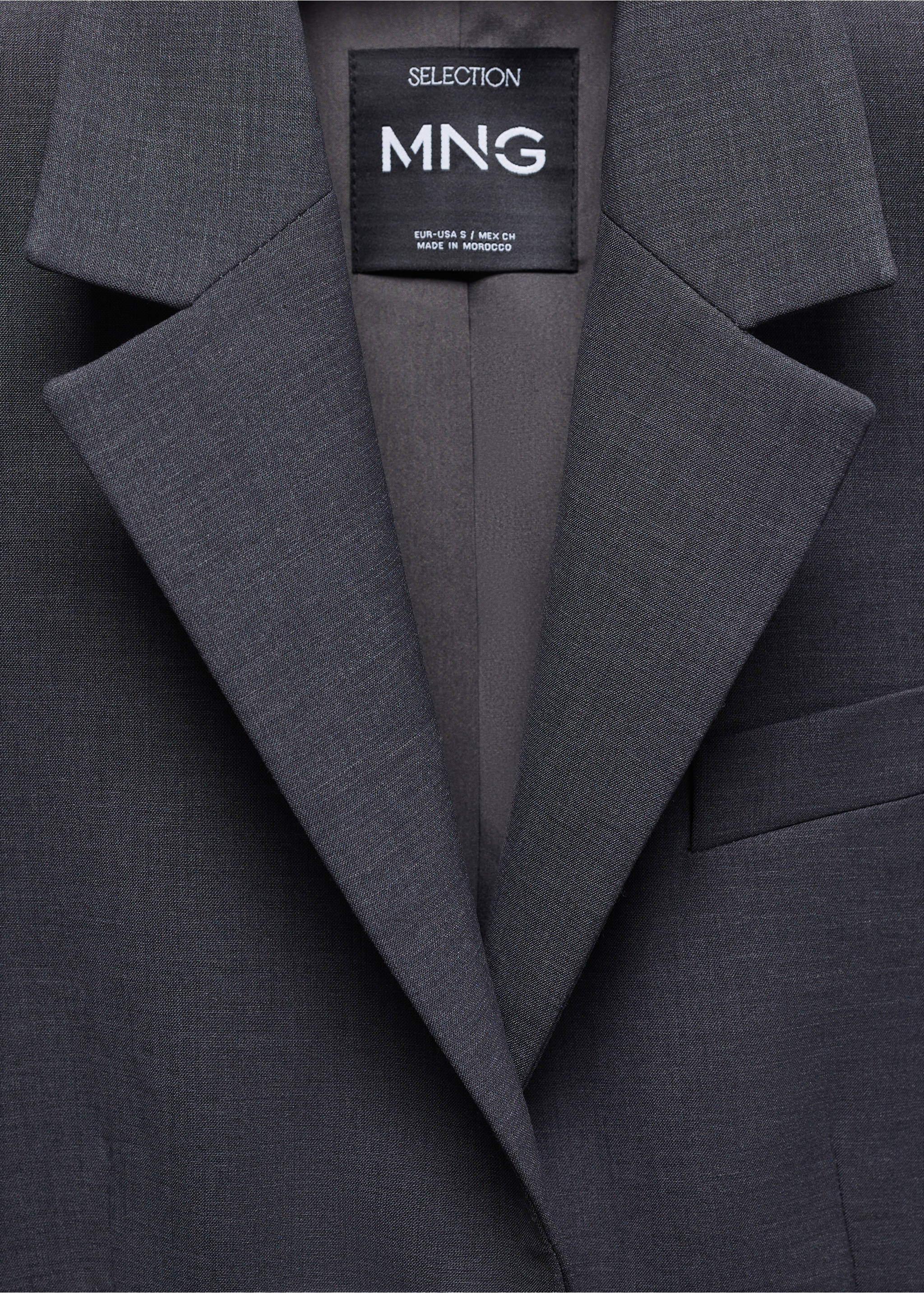 Fitted wool suit jacket - Details of the article 8, Grey. Ref: 67014483-00.