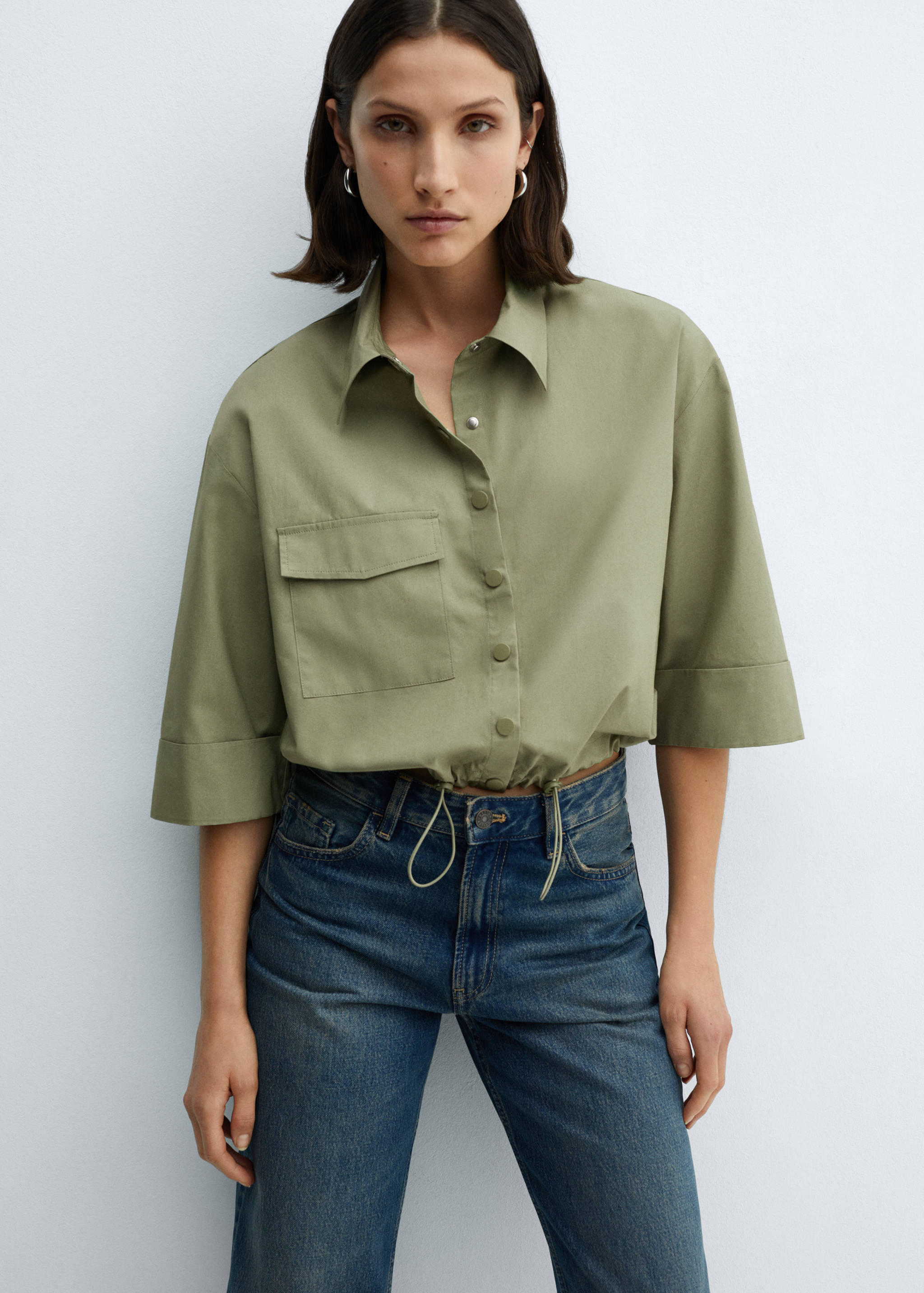 Camisa de algodão com base ajustável - Plano médio