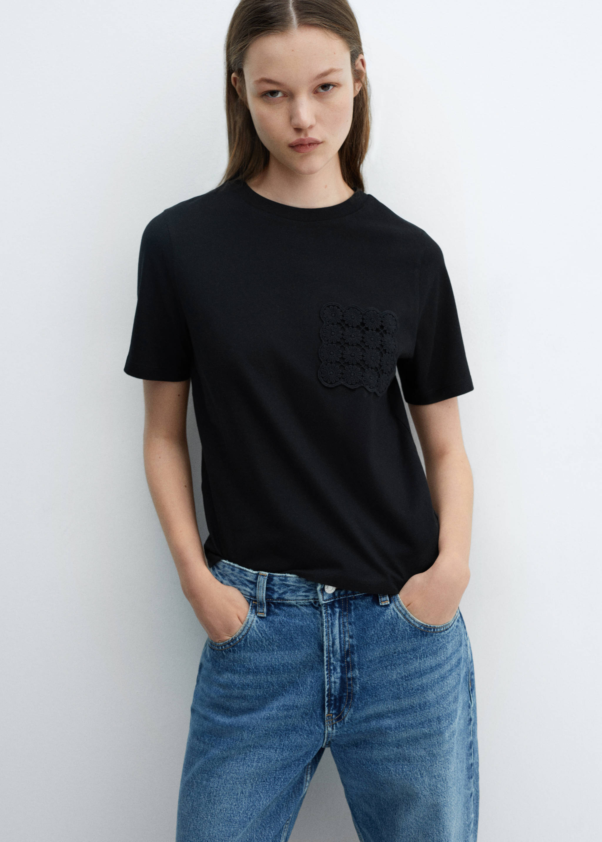 Crochet t-shirt with pocket - Medium plane