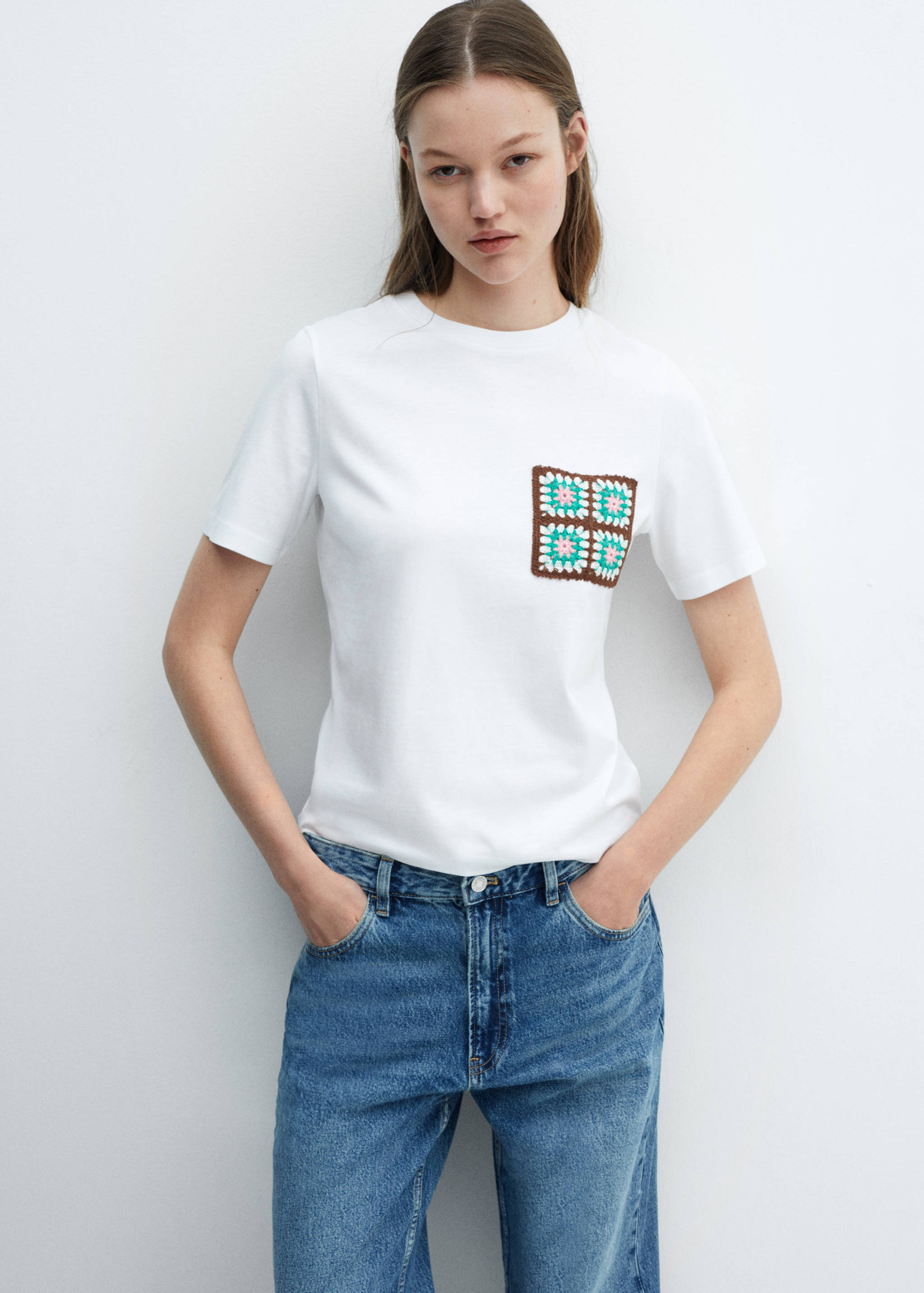 Crochet t-shirt with pocket - Medium plane