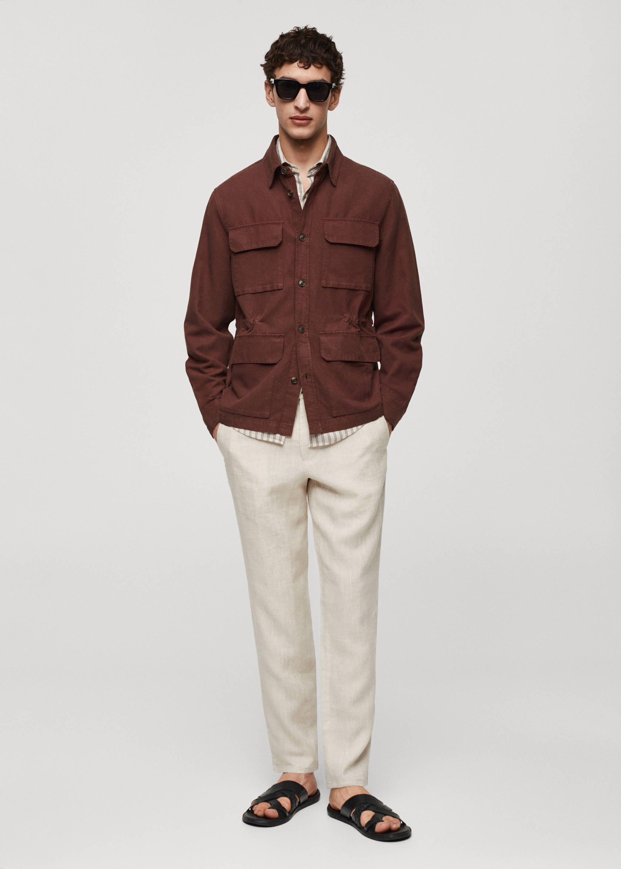 Leinen-Overshirt mit Taschen - Allgemeine Ansicht