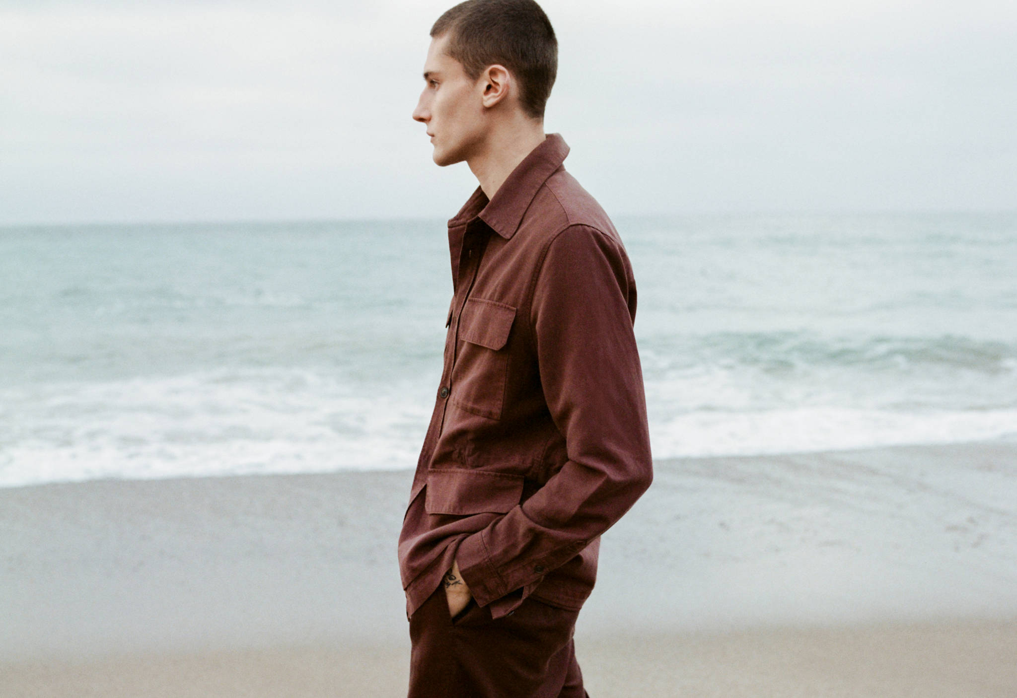 Linen overshirt with pockets - Panoramic plane