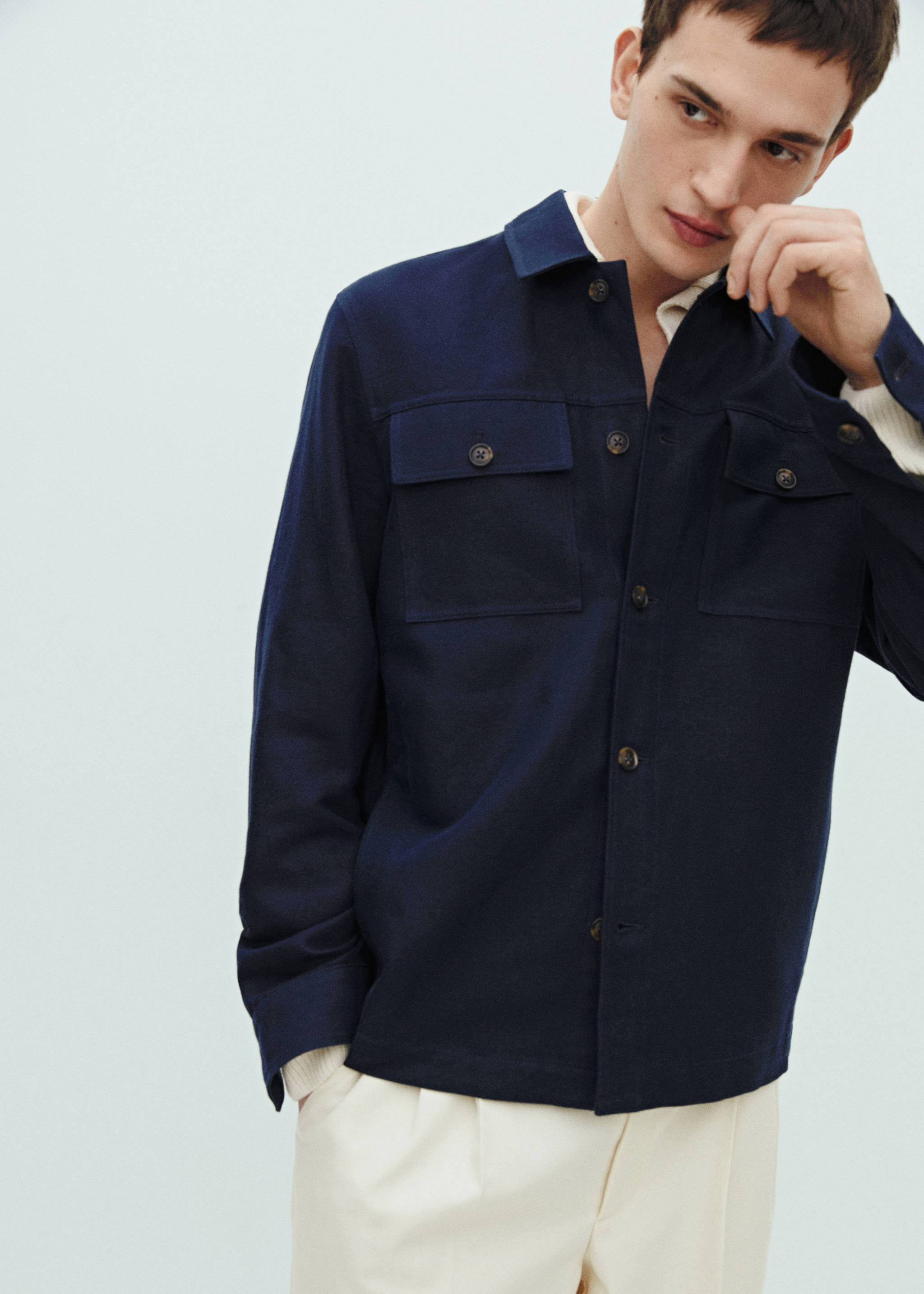 Sobrecamisa algodón lino bolsillos - Detalle del artículo 5