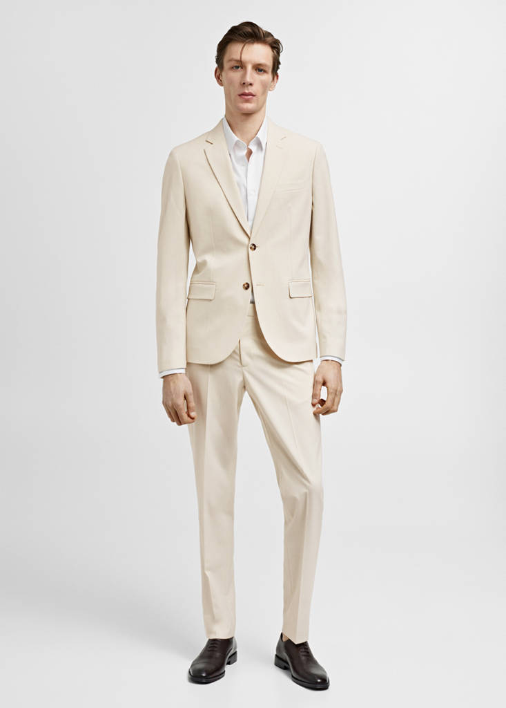 Super slim-fit suit jacket in stretch fabric — Ecru