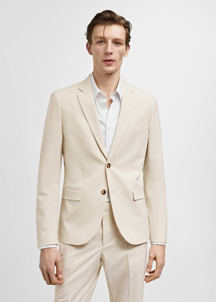 Super slim-fit suit jacket in stretch fabric — Ecru
