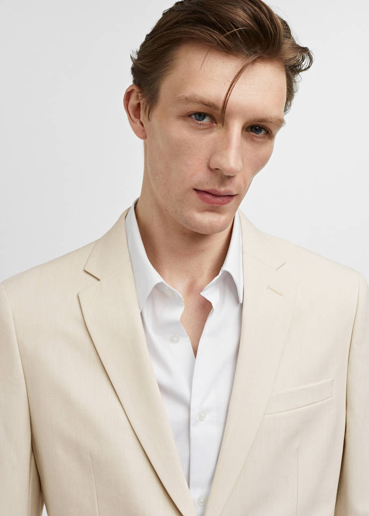 Super slim-fit suit jacket in stretch fabric — Ecru