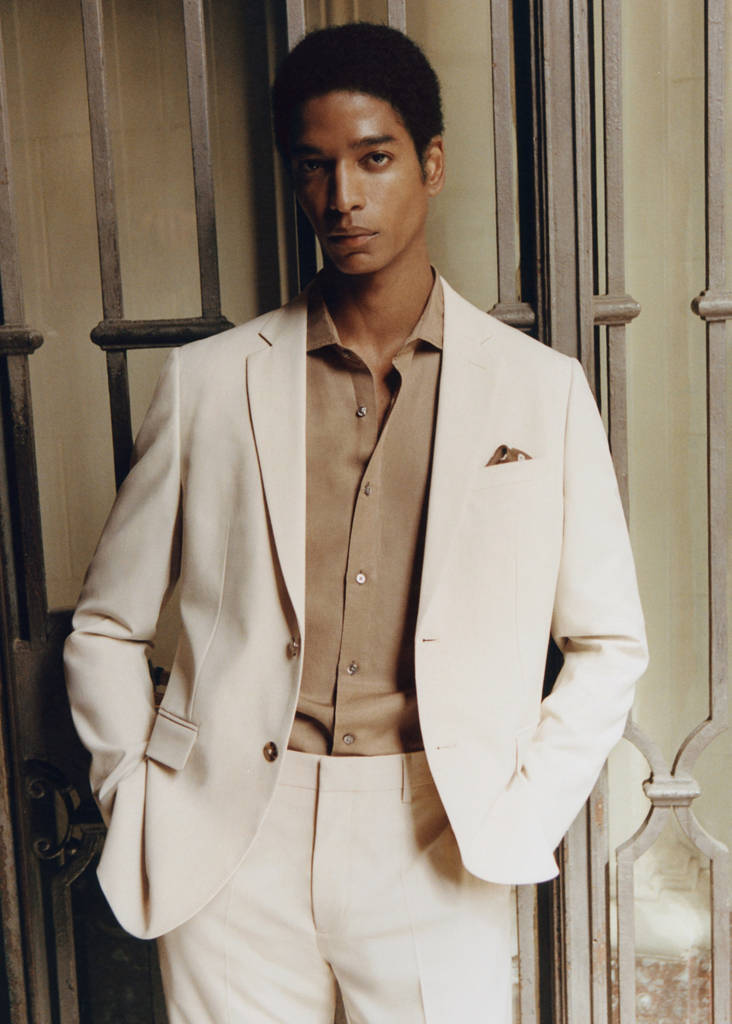 Super slim-fit suit jacket in stretch fabric — Ecru