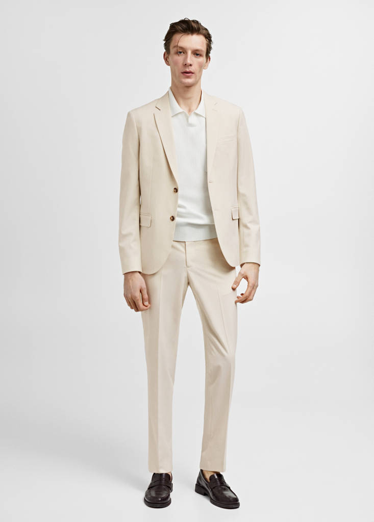 Super slim-fit suit jacket in stretch fabric — Ecru