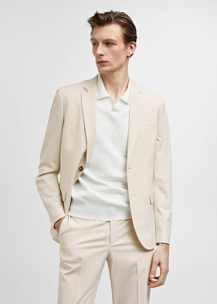 Super slim-fit suit jacket in stretch fabric — Ecru