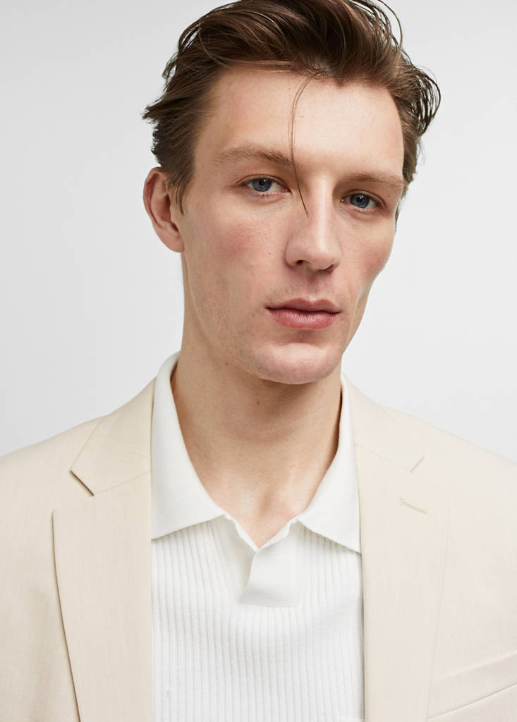 Super slim-fit suit jacket in stretch fabric — Ecru