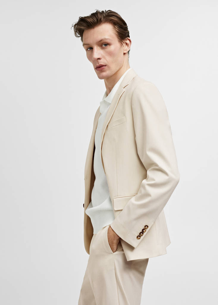 Super slim-fit suit jacket in stretch fabric — Ecru