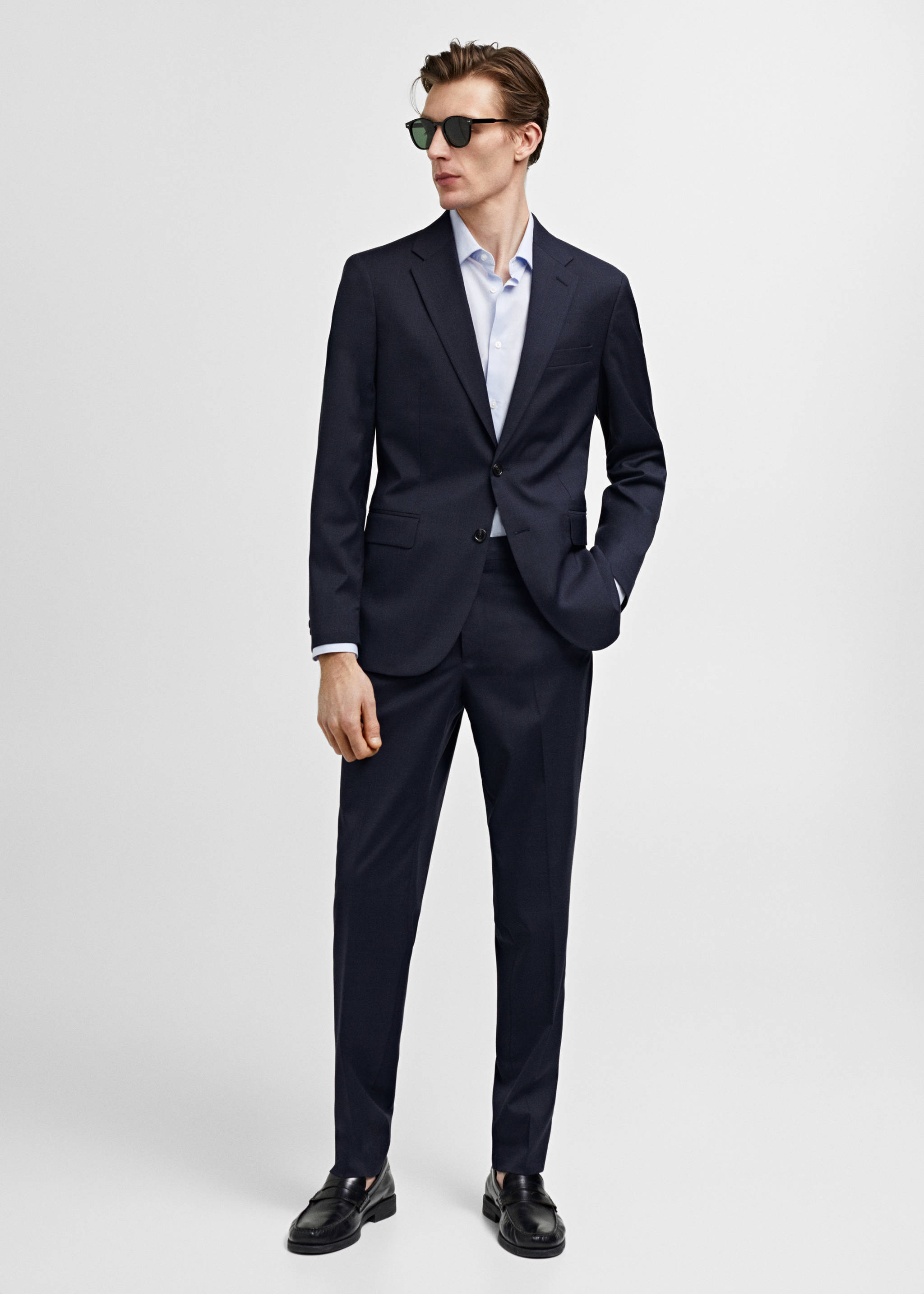 Stretch-fabric slim-fit suit blazer - General plane