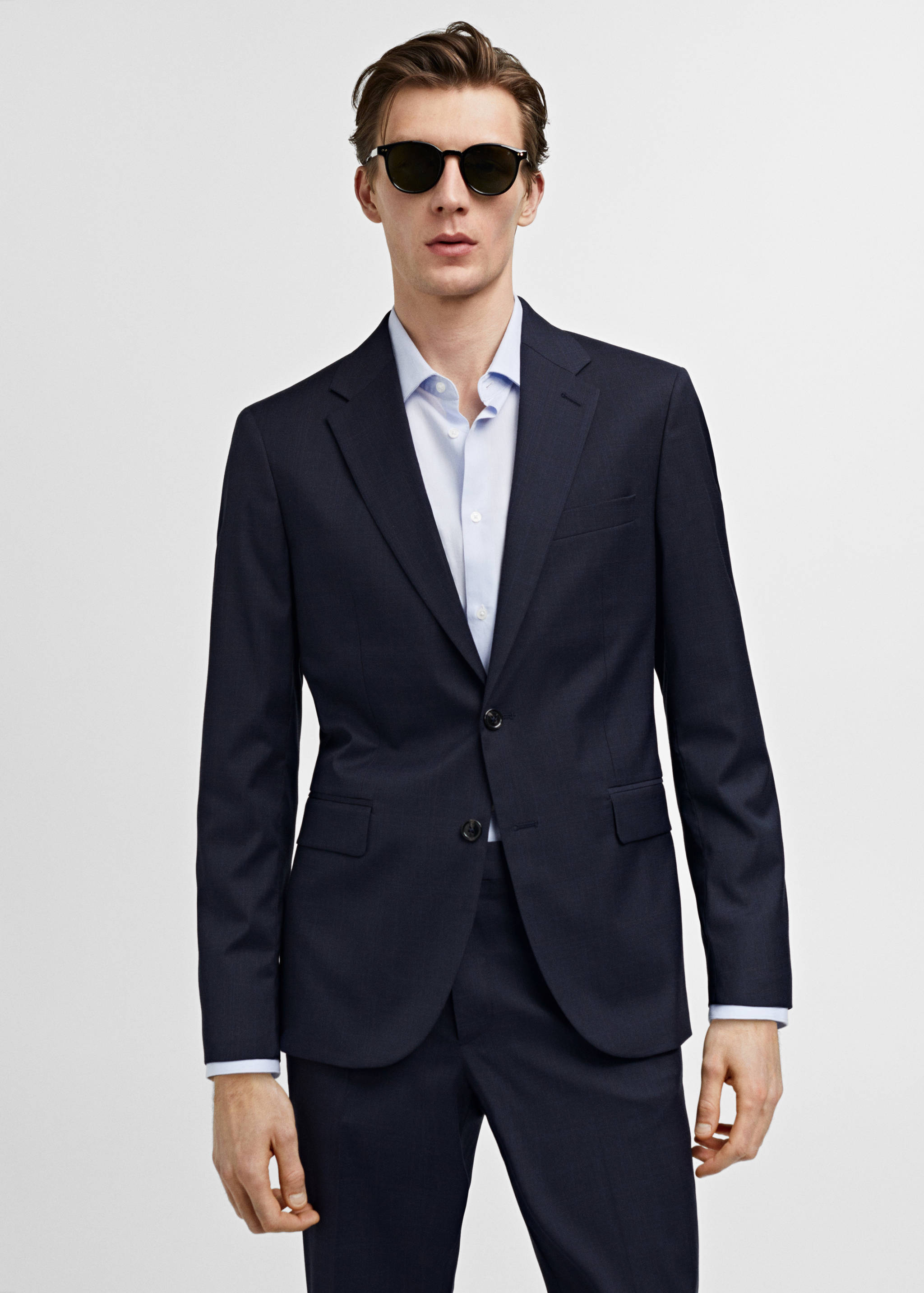 Stretch-fabric slim-fit suit blazer - Medium plane
