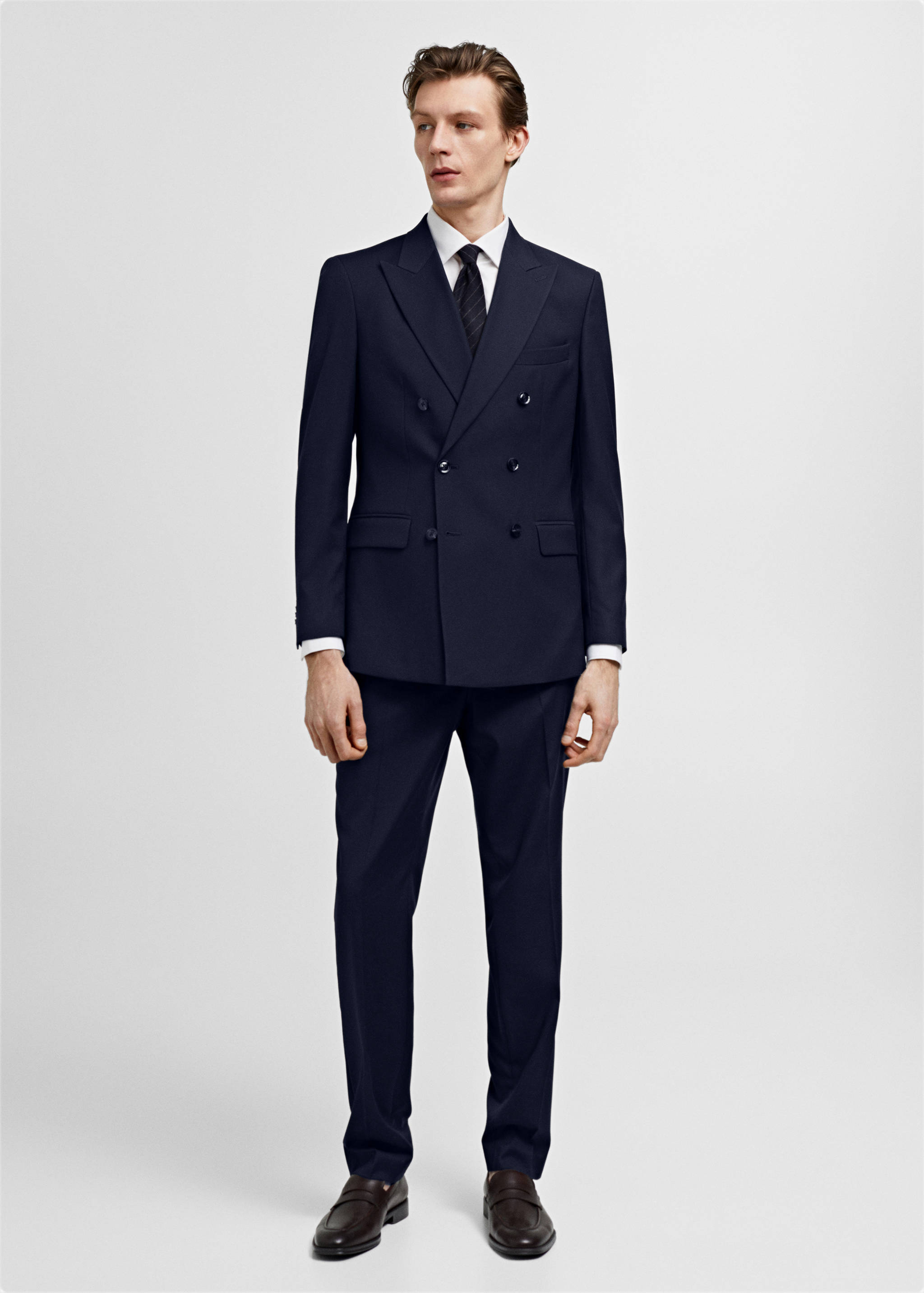 Slim fit double-breasted suit blazer - General plane