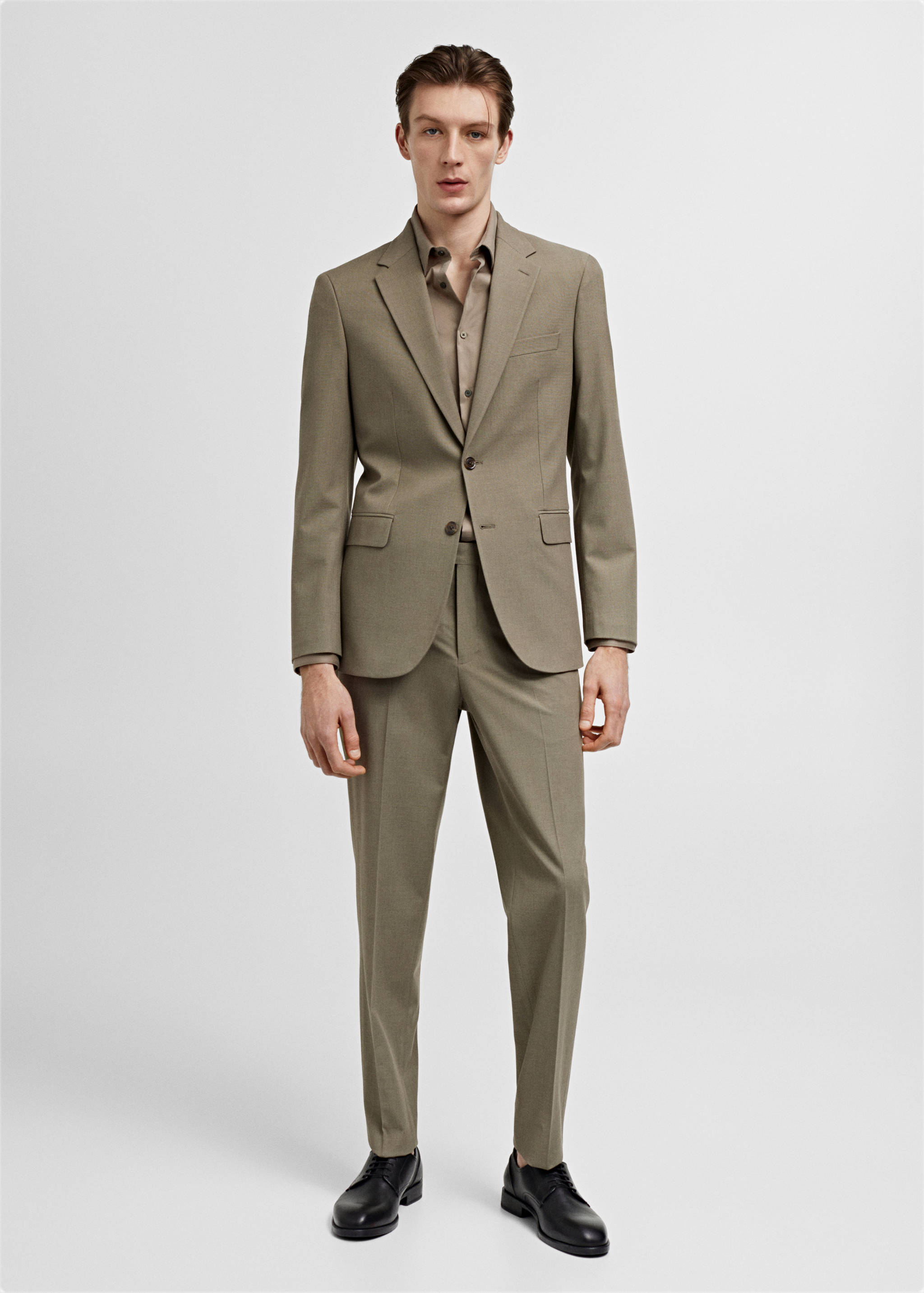 Stretch-fabric slim-fit suit trousers - General plane
