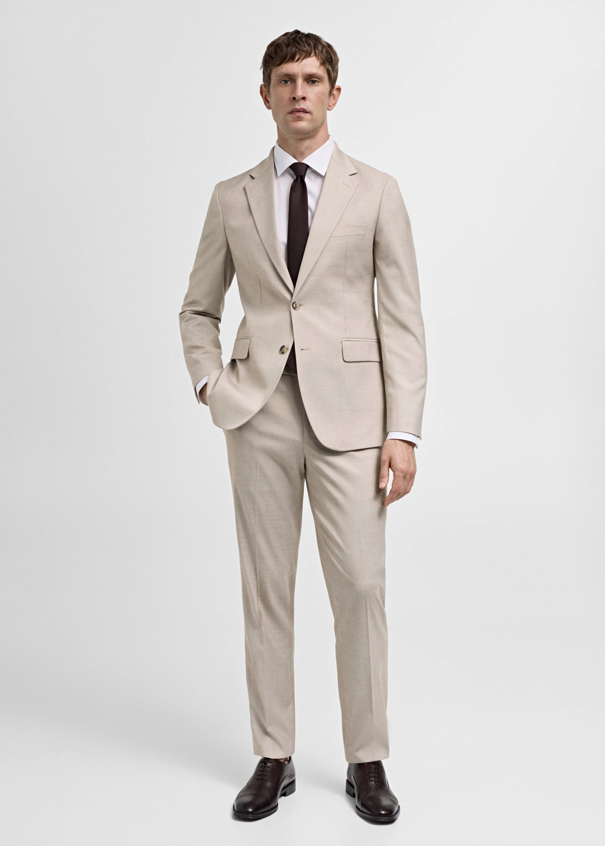 Stretch-fabric slim-fit suit trousers - General plane