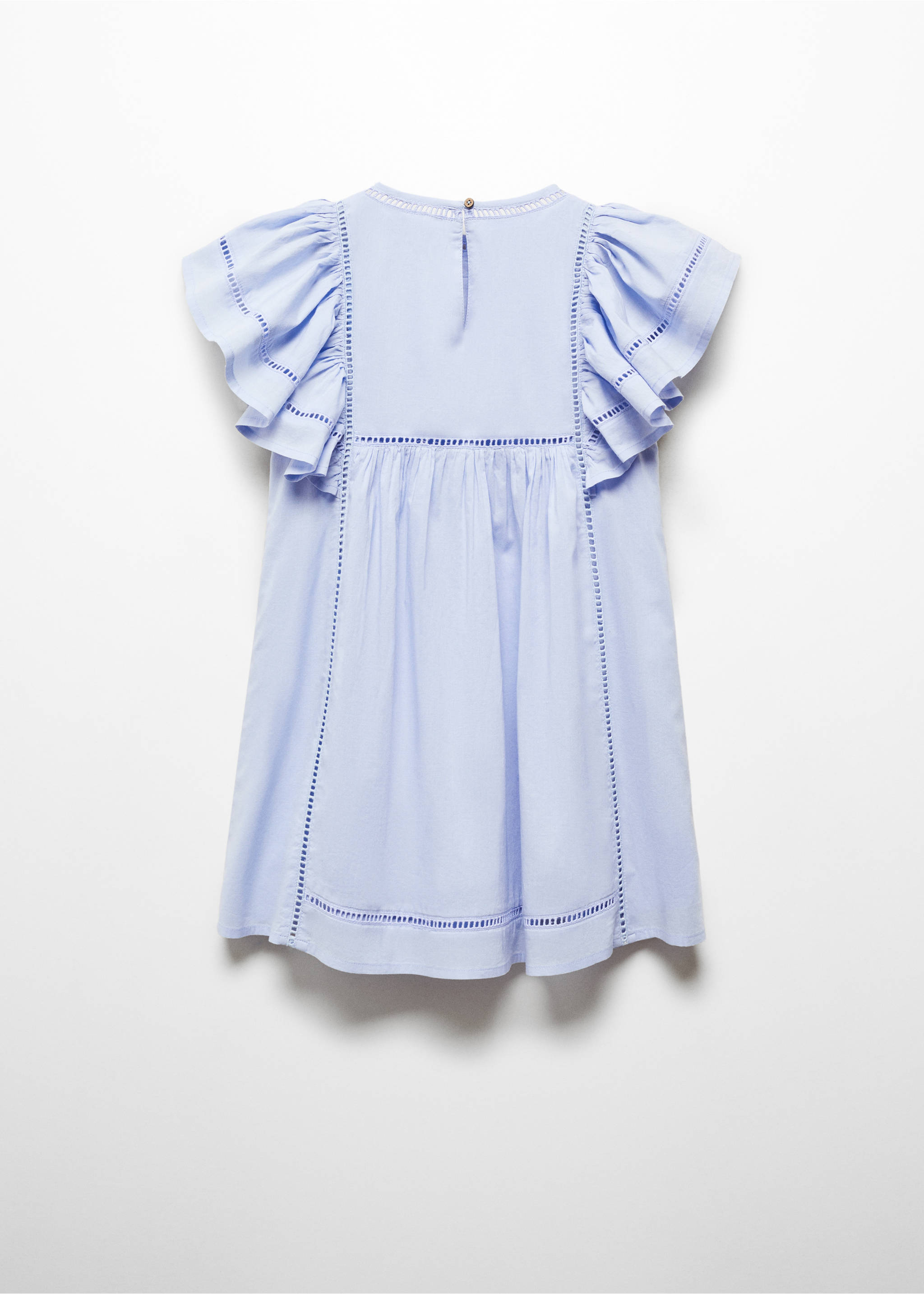 Broderie anglaise Ruffled dress - Reverse of the article, Sky Blue. Ref: 67016031-00.
