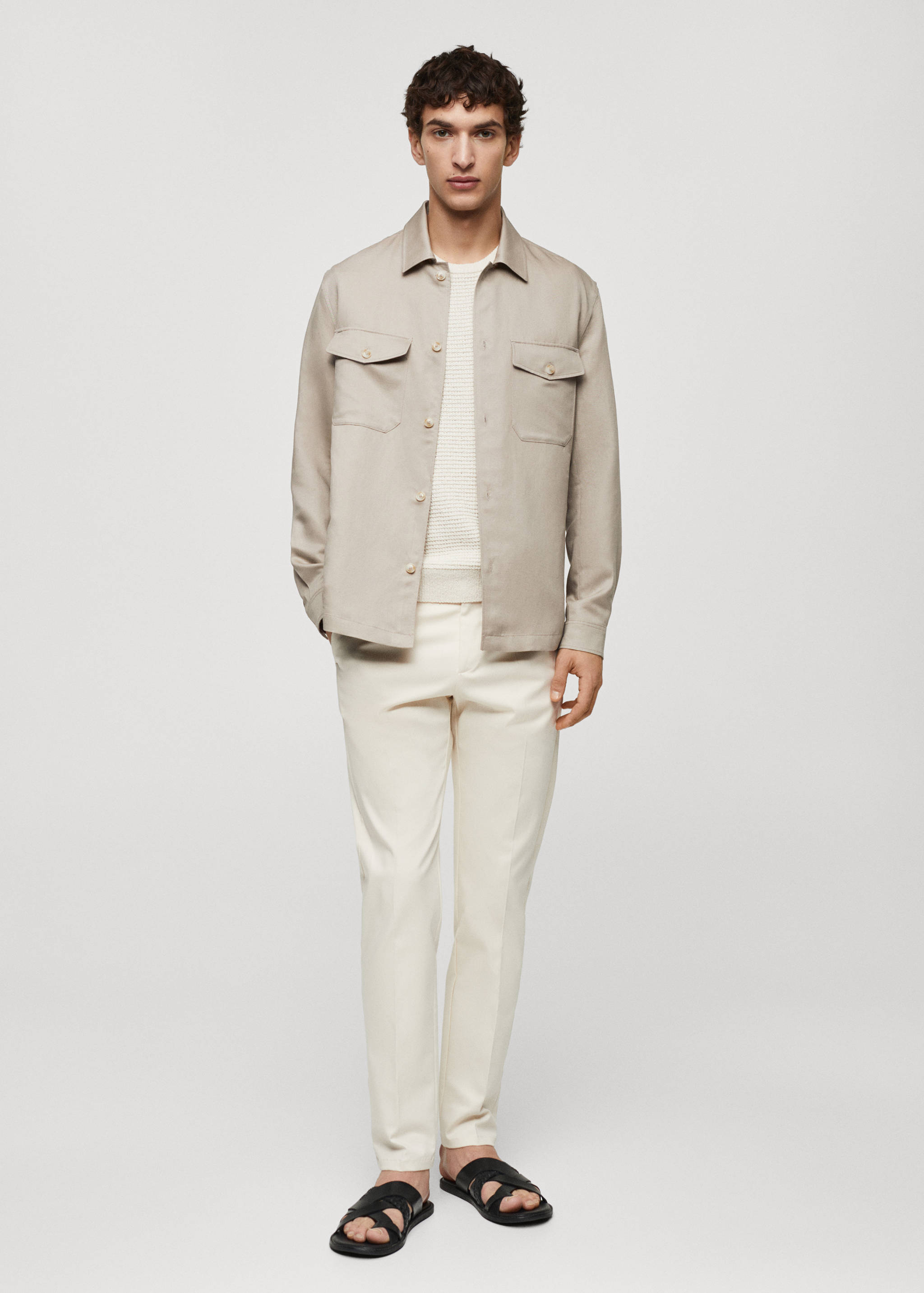 Linen overshirt with pockets - General plane