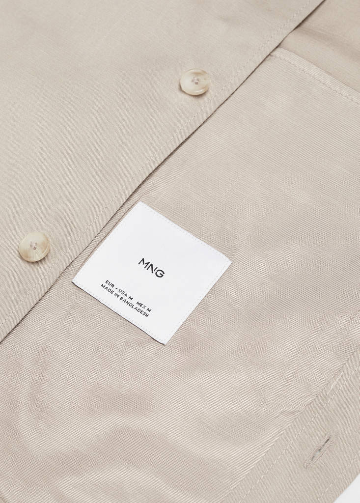 Linen overshirt with pockets — Medium Brown