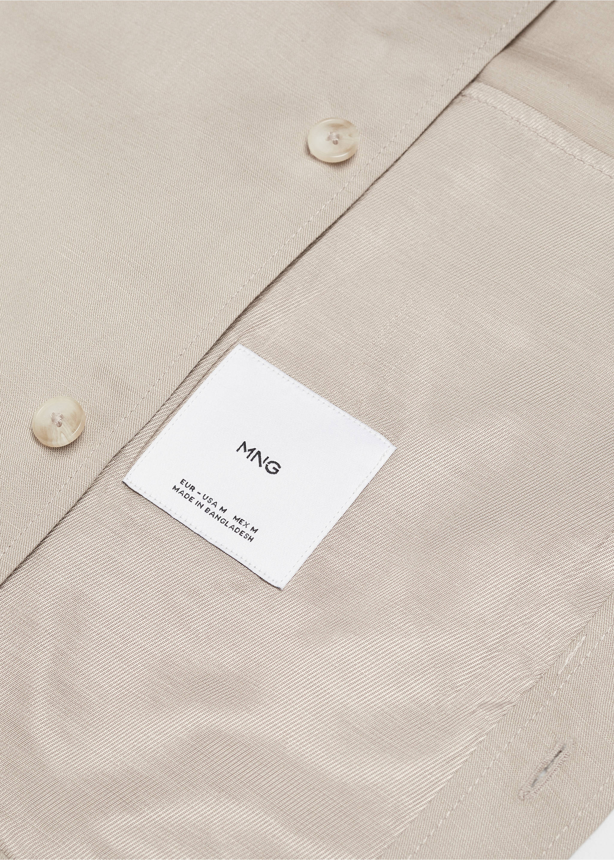 Sobrecamisa lino bolsillos - Detalle del artículo 8, Marrón medio. Ref: 67016315-00.