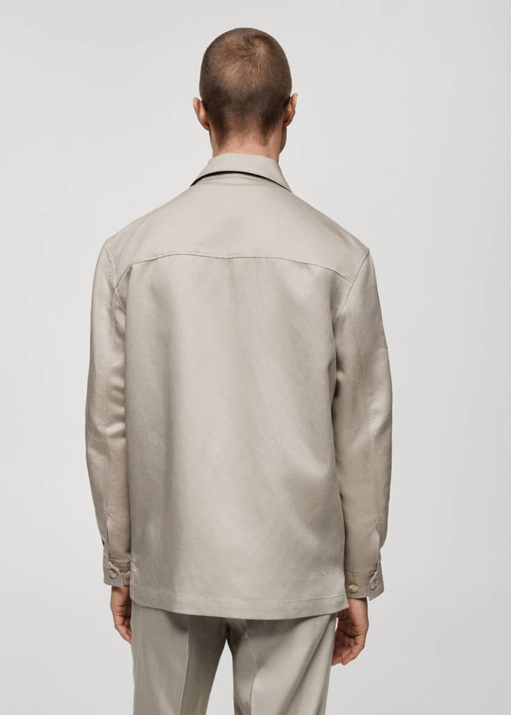 Linen overshirt with pockets — Medium Brown