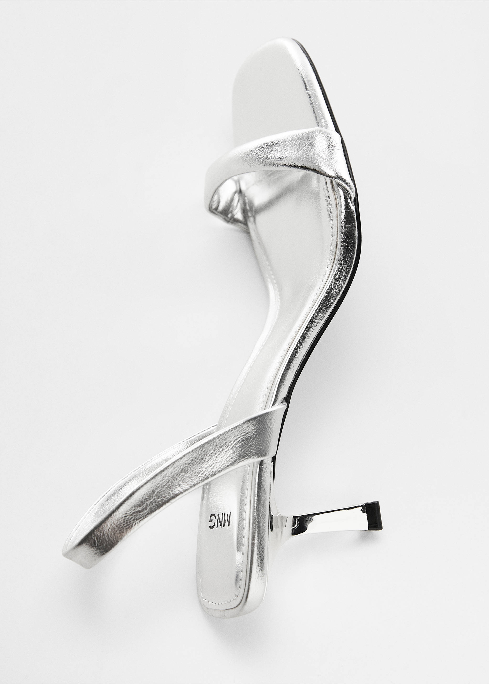 Heel non-structured sandals - Details of the article 5, Silver. Ref: 67016319-00.