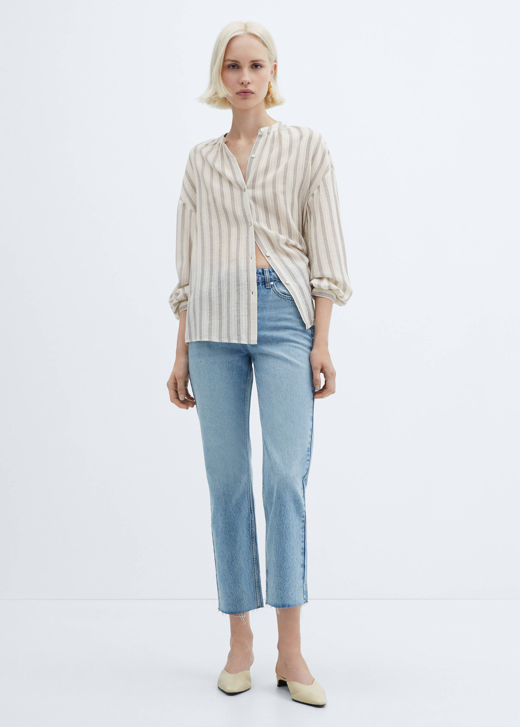 Puffed sleeves striped shirt - General plane
