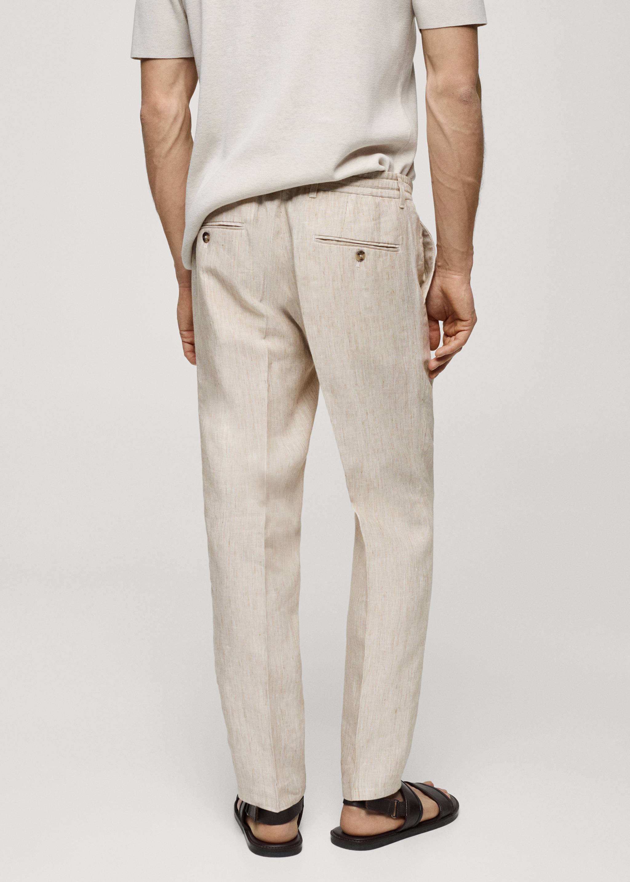 Pantalon 100 % lin slim-fit rayures - Verso de l’article