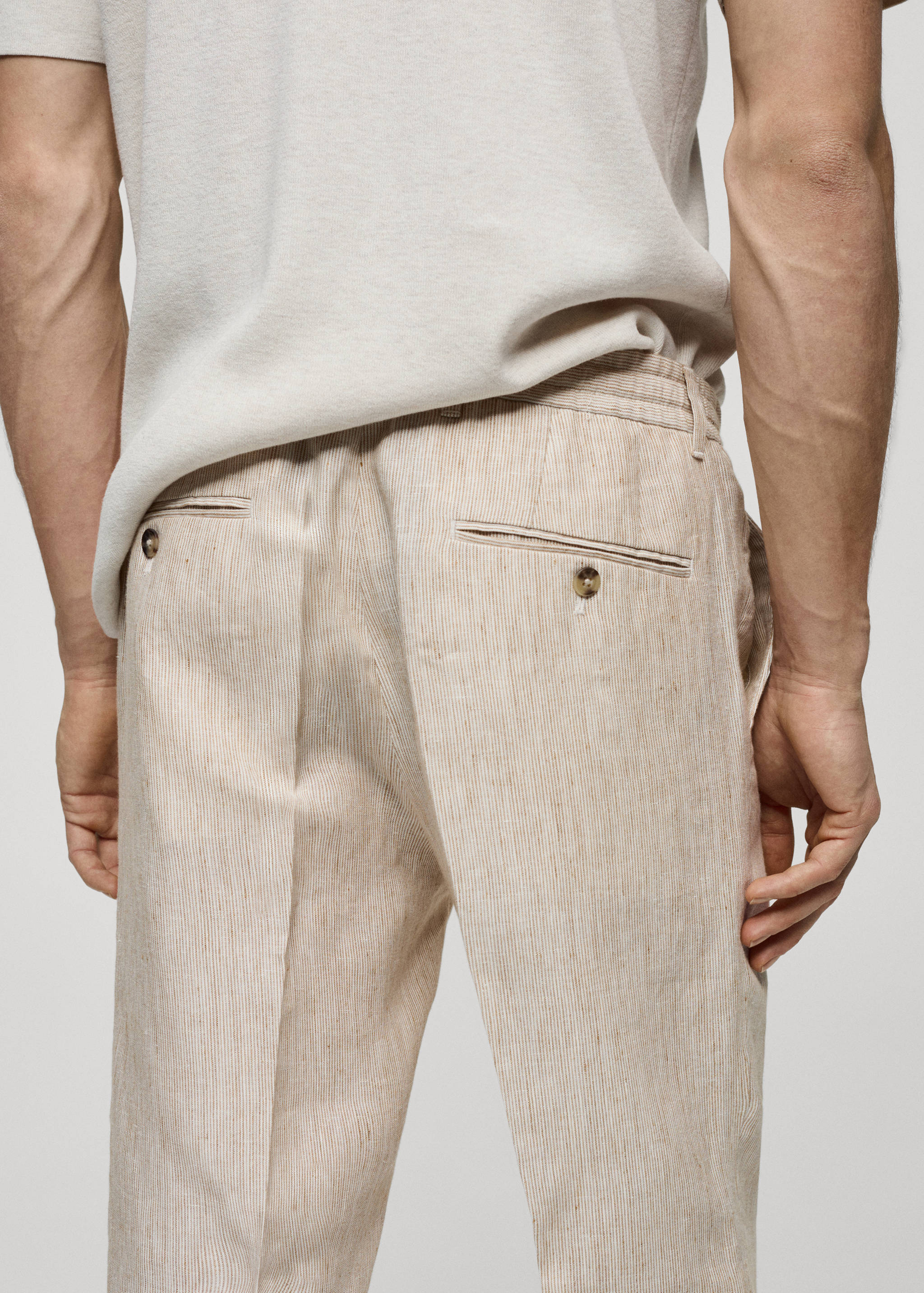 Pantalon 100 % lin slim-fit rayures - Détail de l'article 4